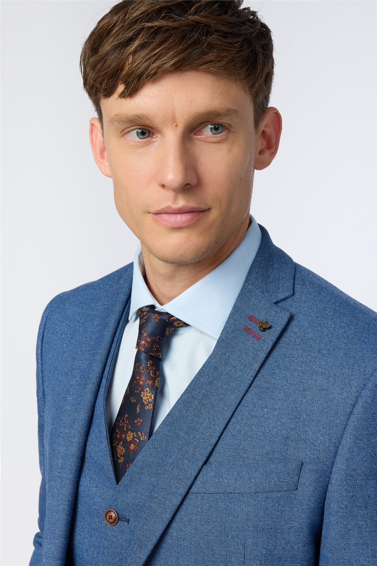 Antique Rogue Slim Fit Blue Texture Stretch Jacket