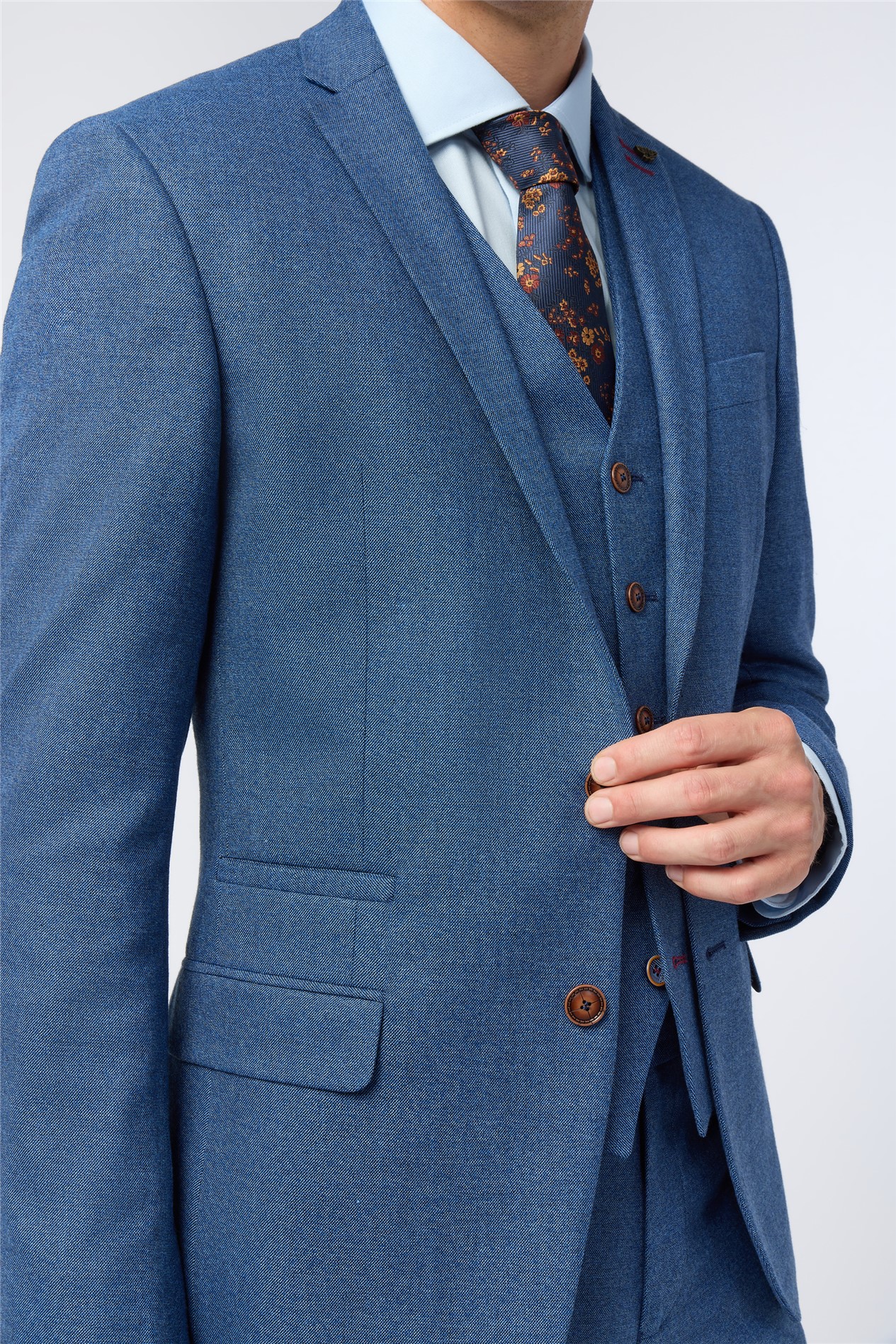 Antique Rogue Slim Fit Blue Texture Stretch Jacket