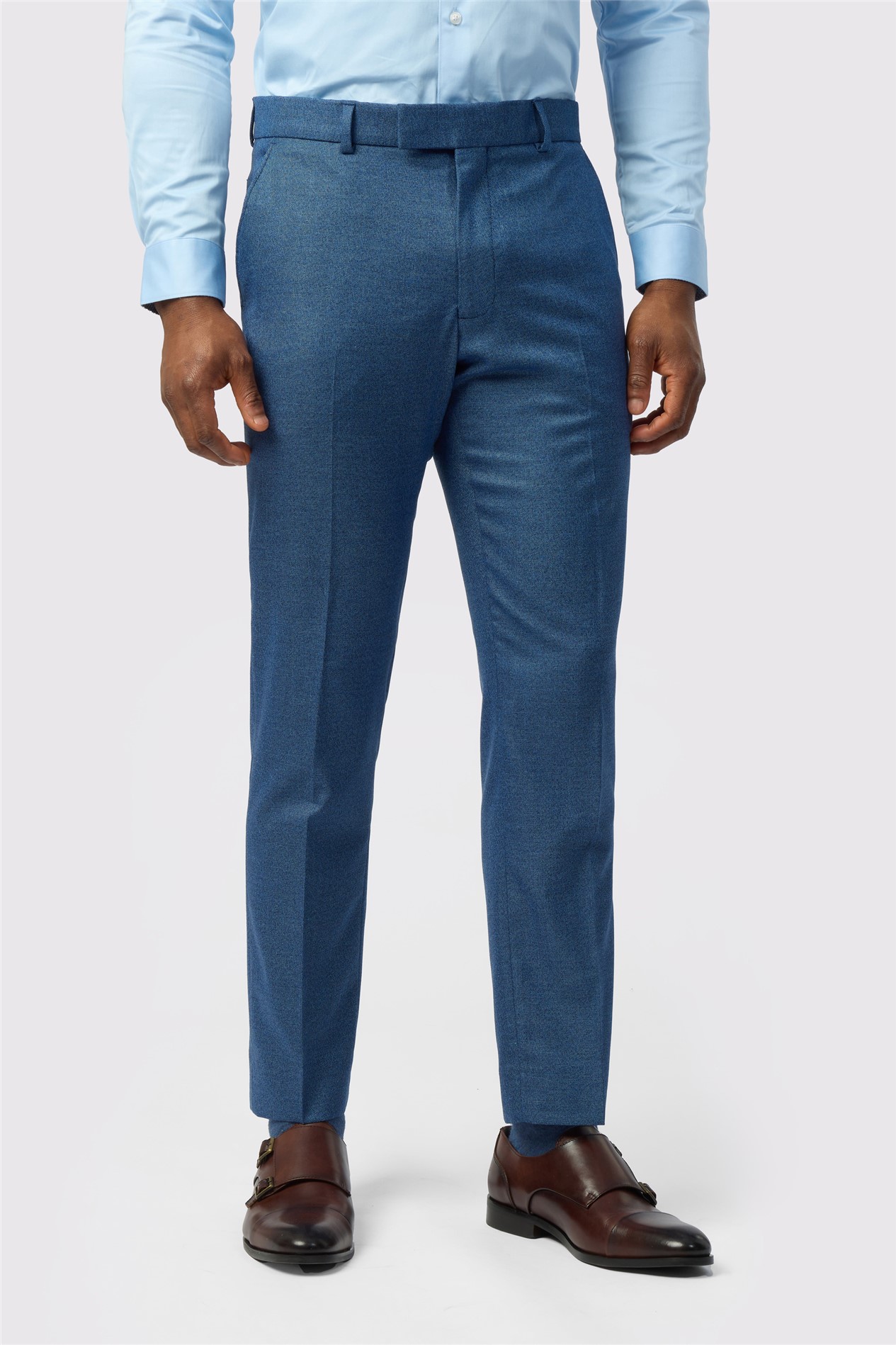 Antique Rogue Slim Fit Blue Texture Stretch Trousers