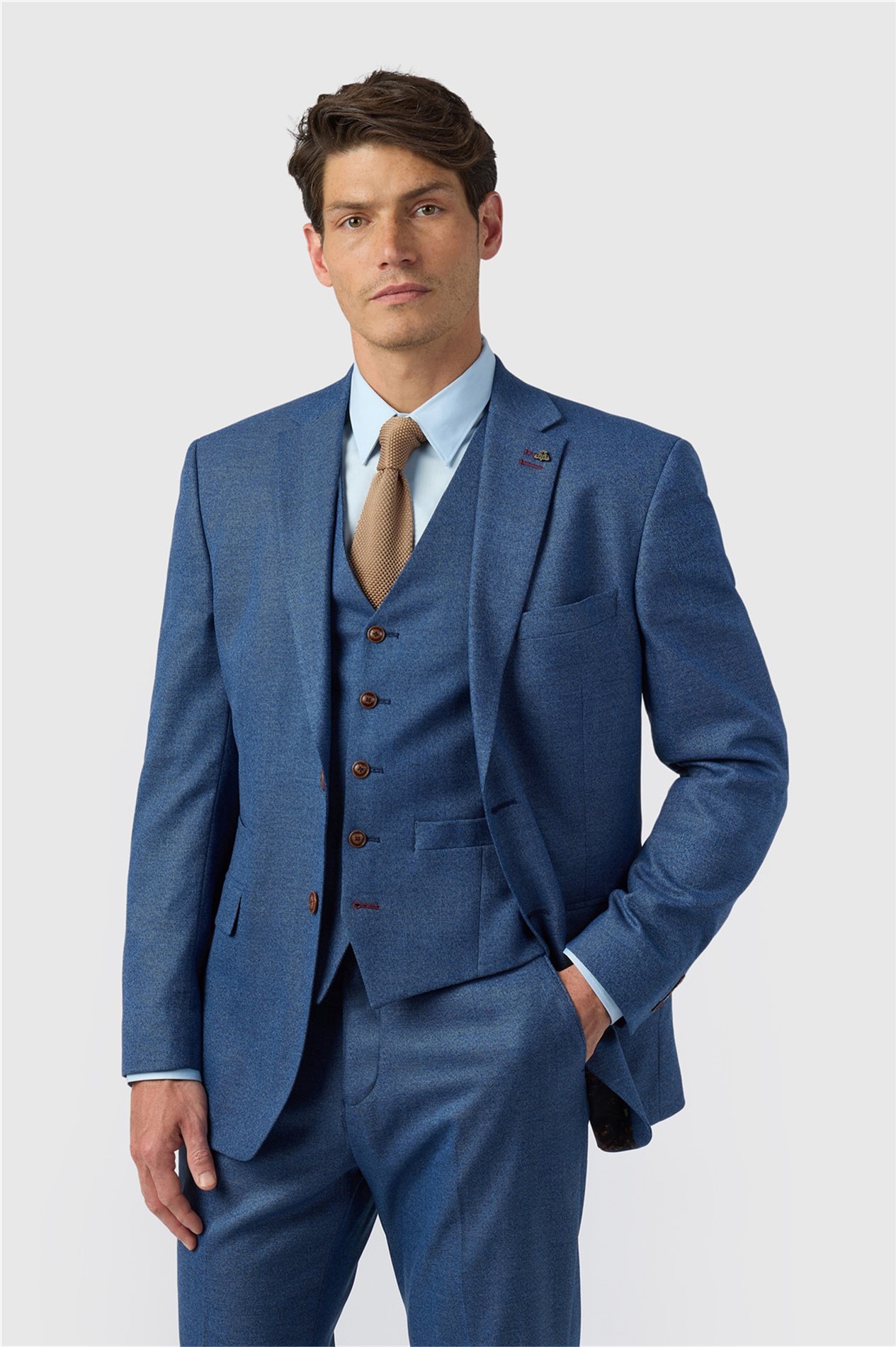 Antique Rogue Regular Fit Blue Texture Stretch Jacket