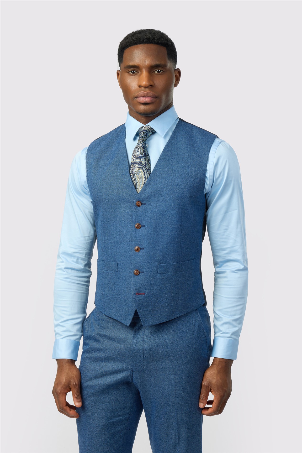 Antique Rogue Blue Texture Stretch Waistcoat