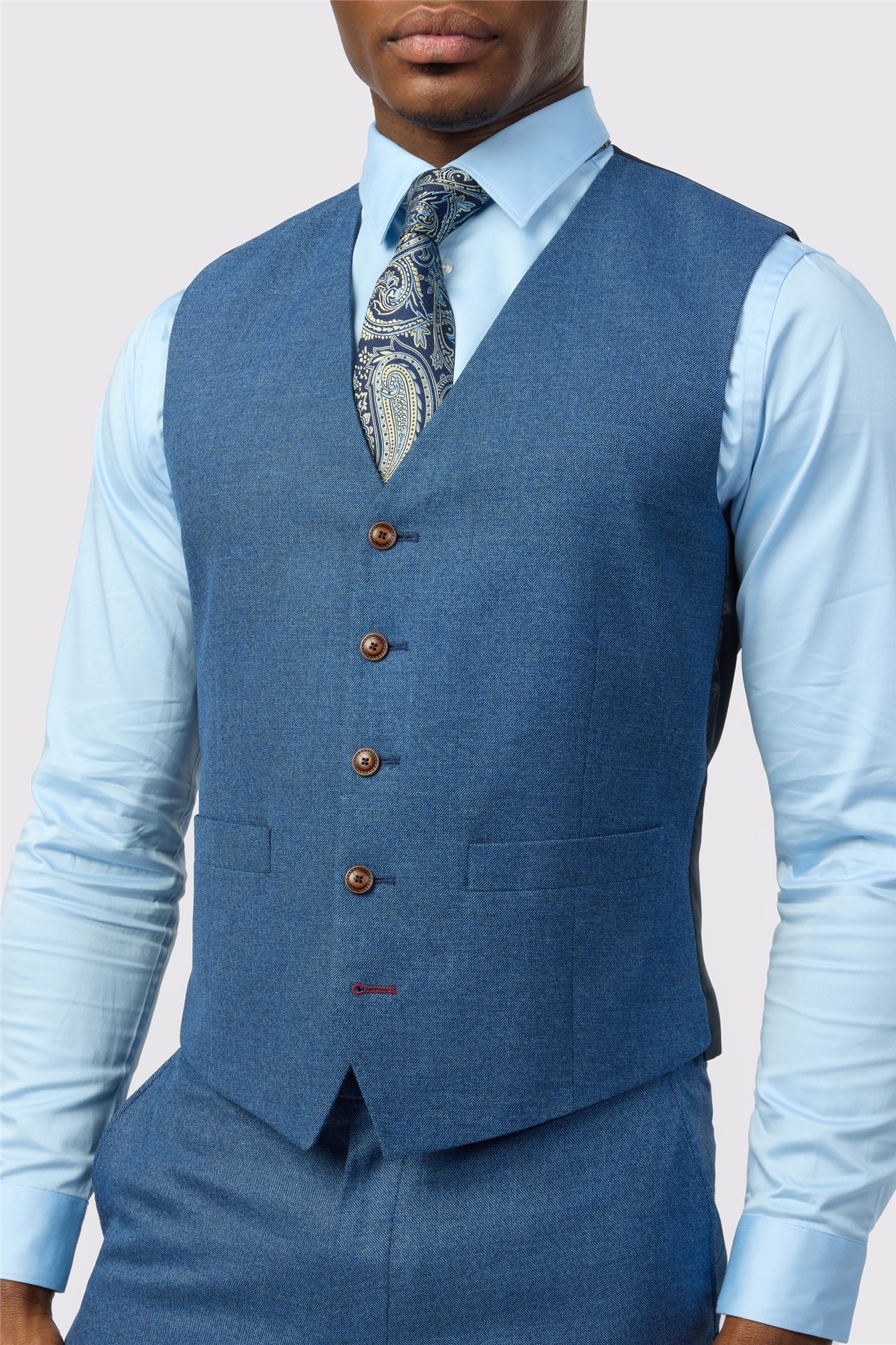 Antique Rogue Blue Texture Stretch Waistcoat