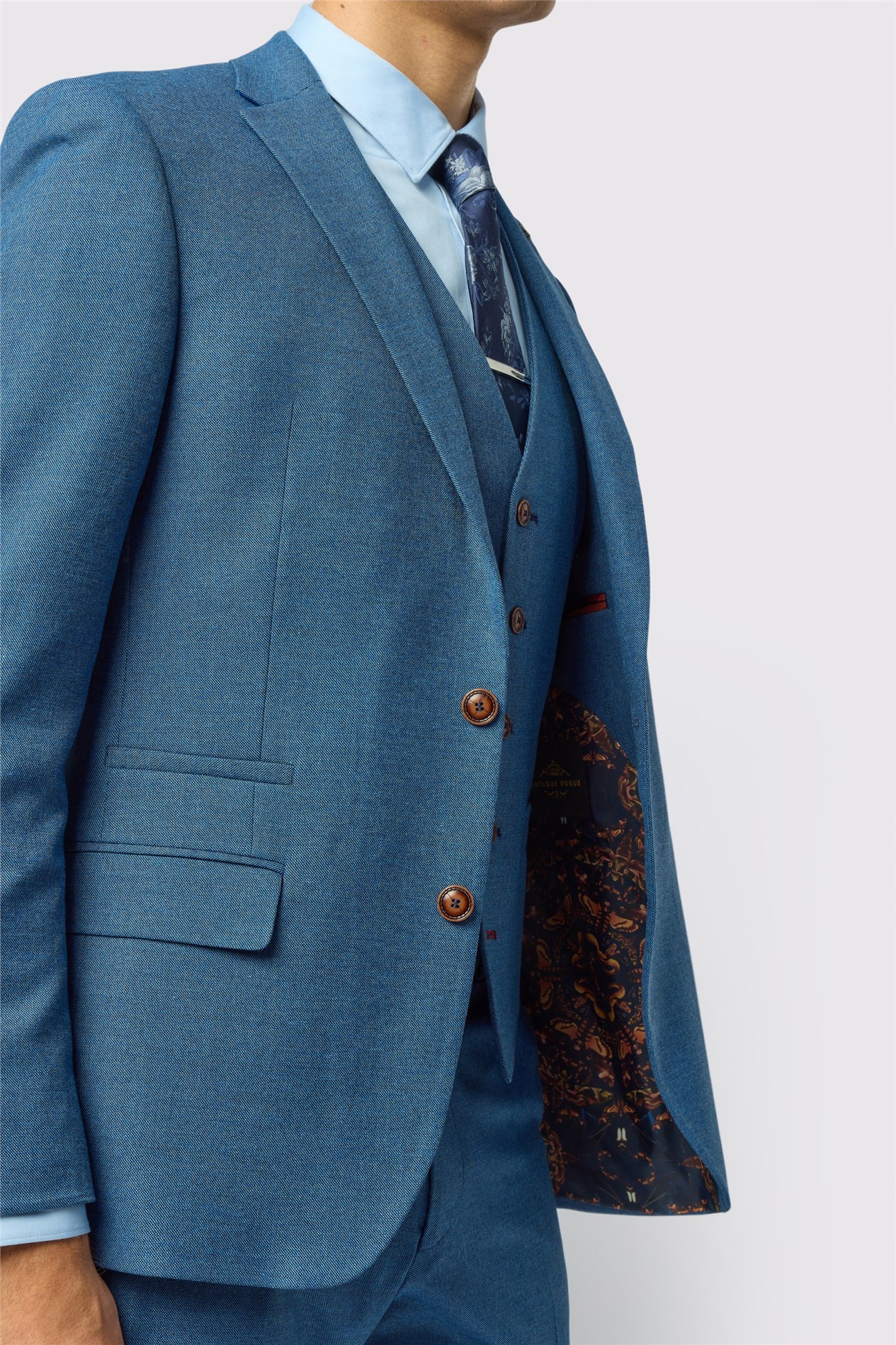 Antique Rogue Slim Fit Blake Blue Texture Jacket