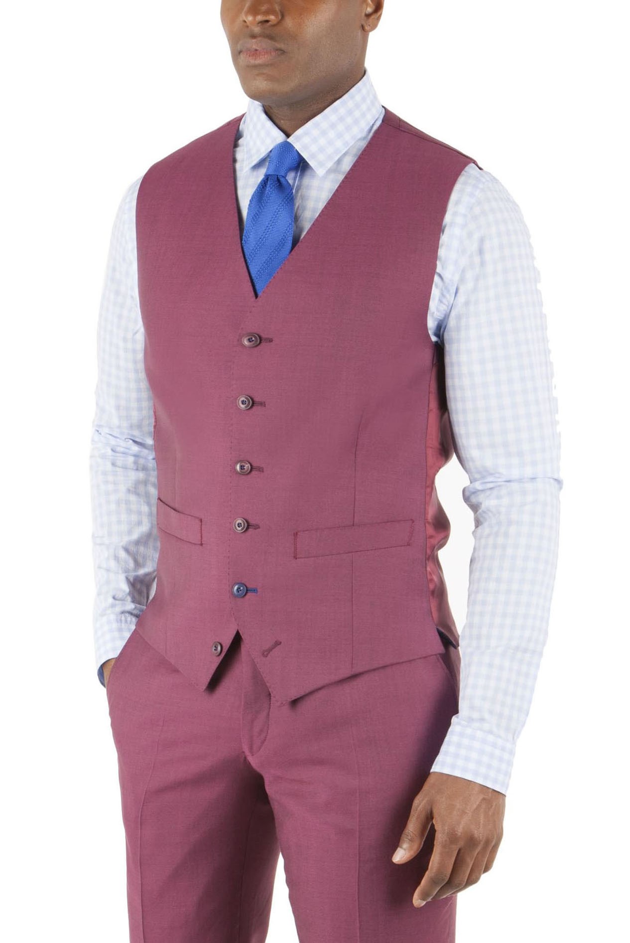 Raspberry Single Breasted Waistcoat