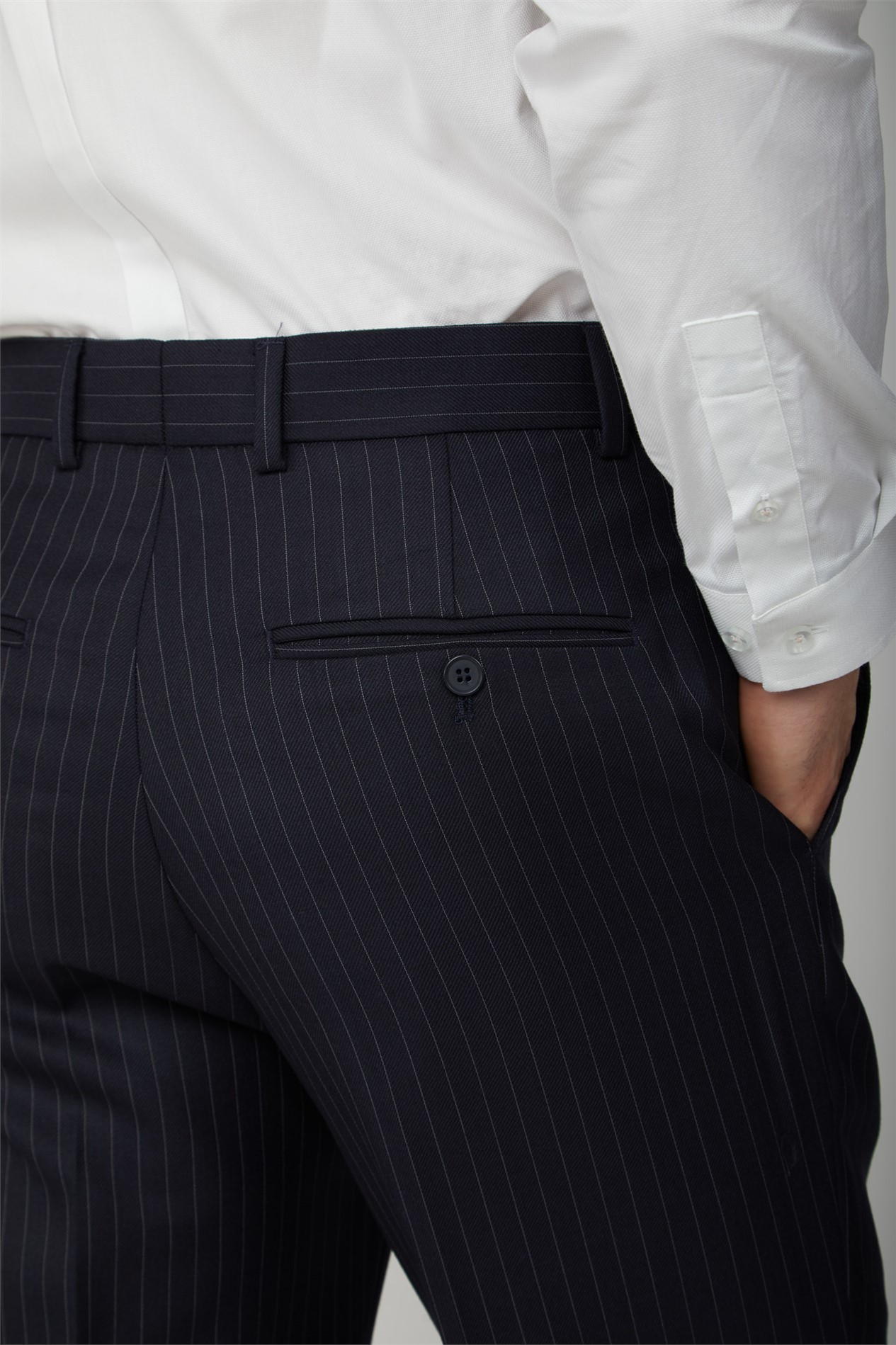  Navy Pinstripe Suit Trouser