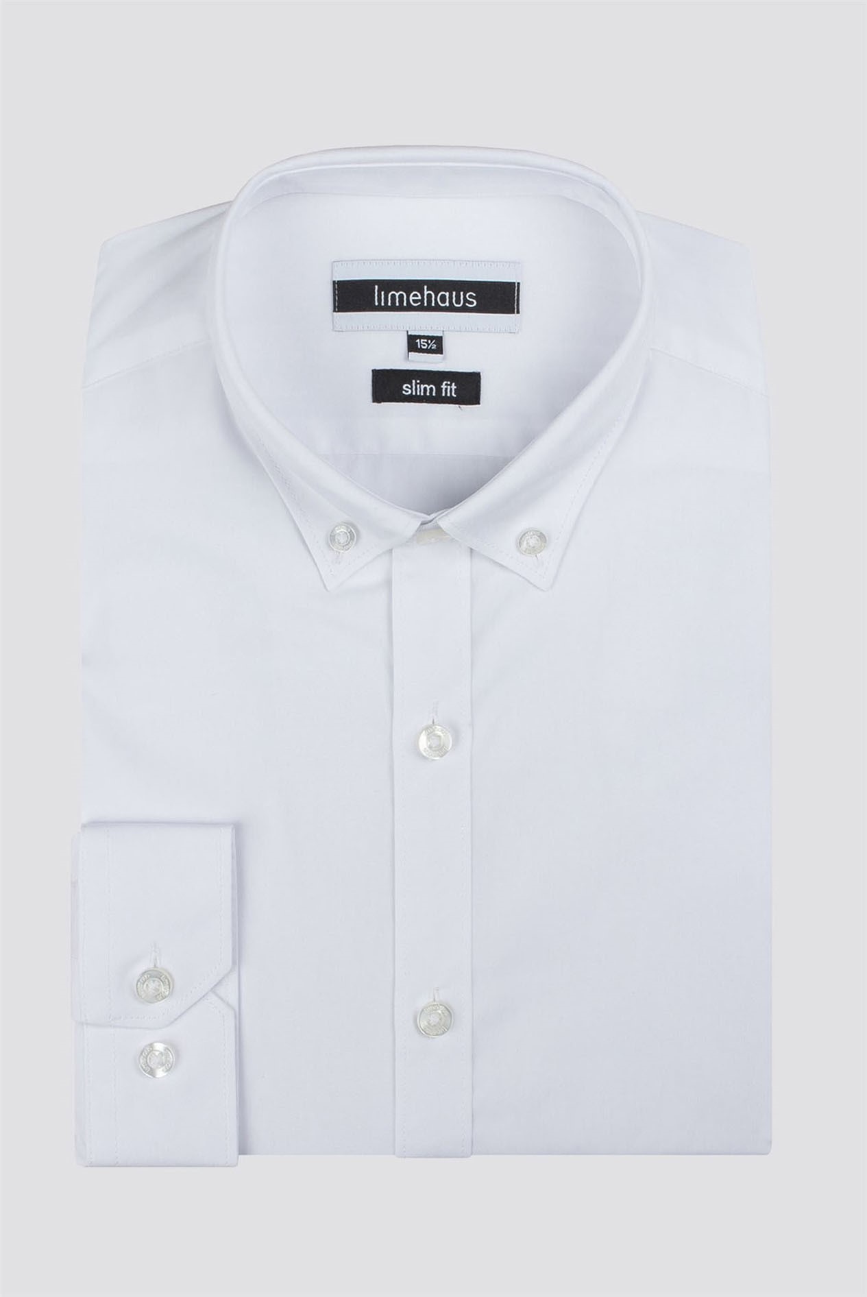 white slim fit button down collar shirt