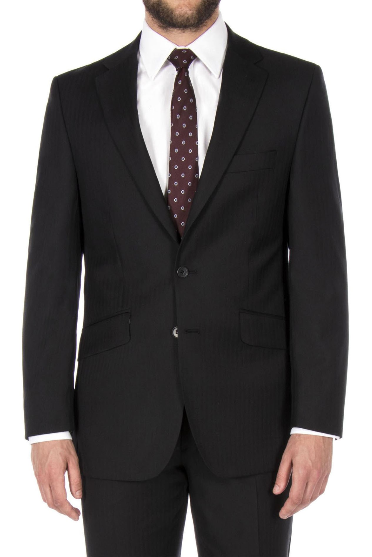 The Label | Black Herringbone Suit | Suit Direct