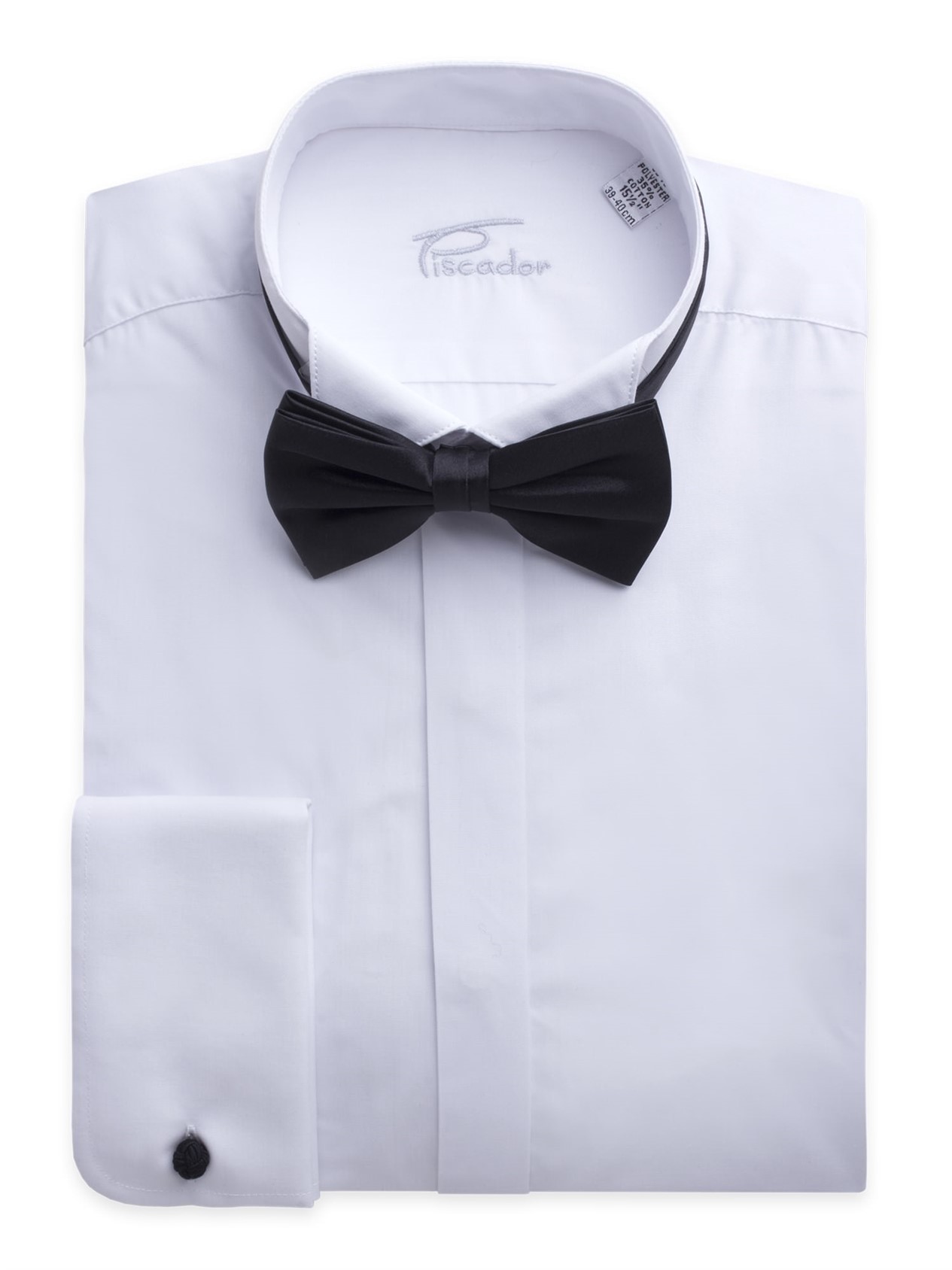  Plain White Dress Shirt with Bow Tie