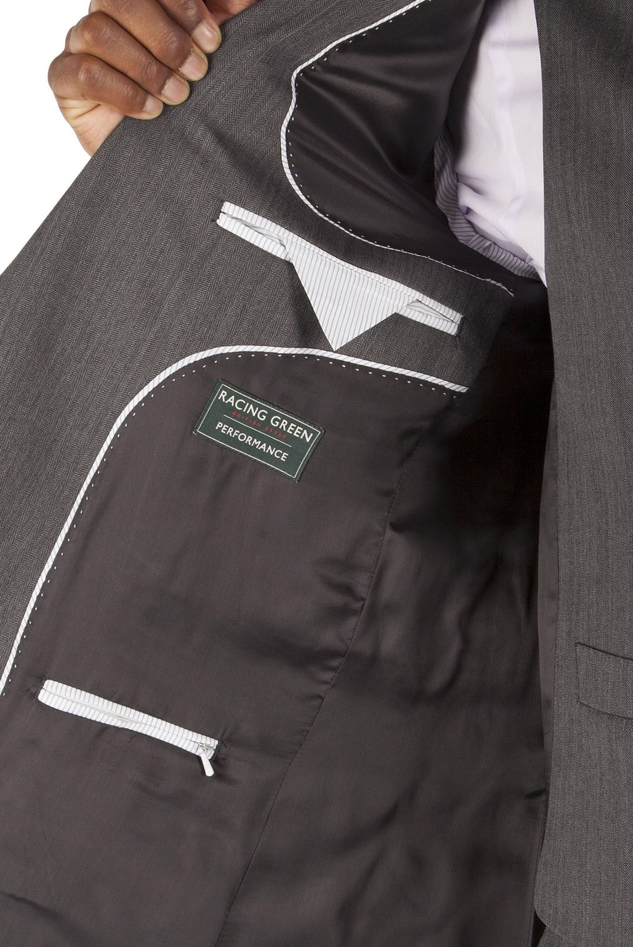 Racing Green Herringbone Tailored Performance Suit