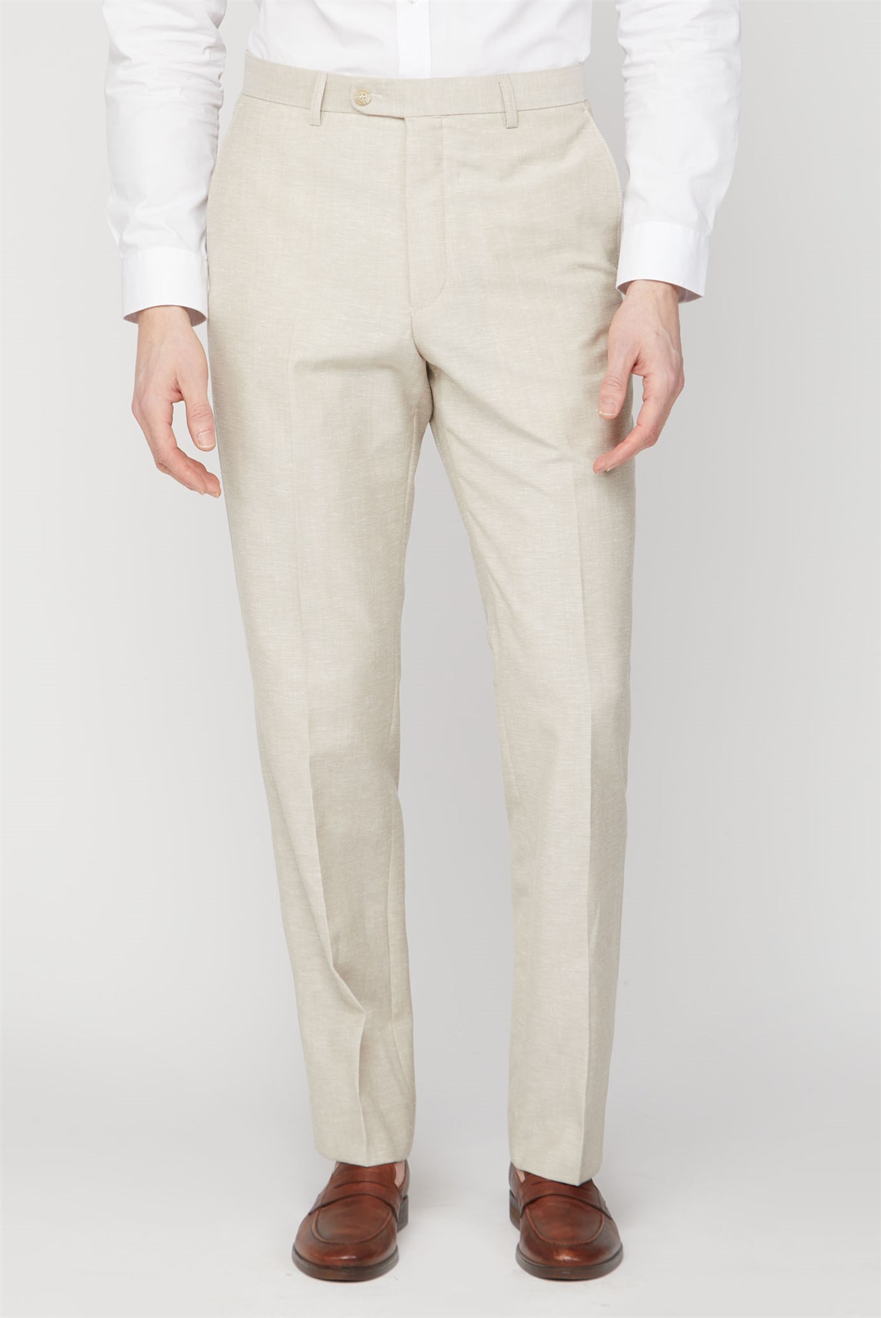 Men's Stone Linen Blend Suit Trousers | SuitDirect.co.uk