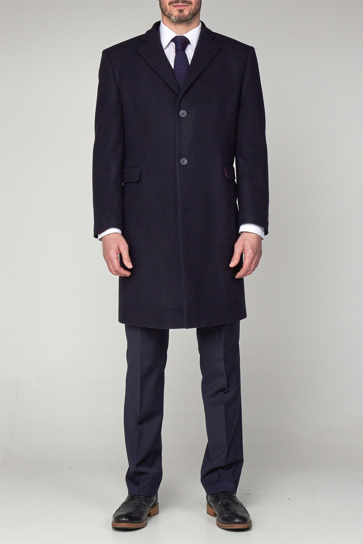 Scott by the Label Navy Wool Rich Overcoat SuitDirect.co.uk