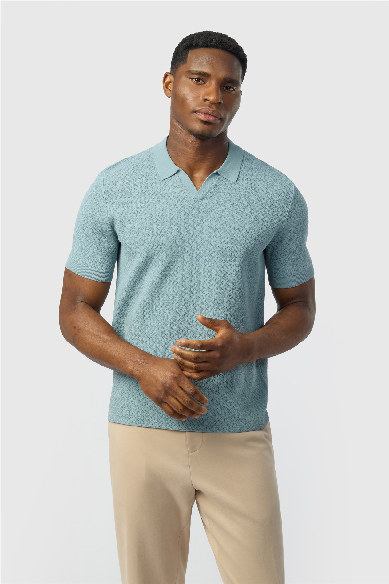 Ted Baker Blue Short Sleeve Knit Polo