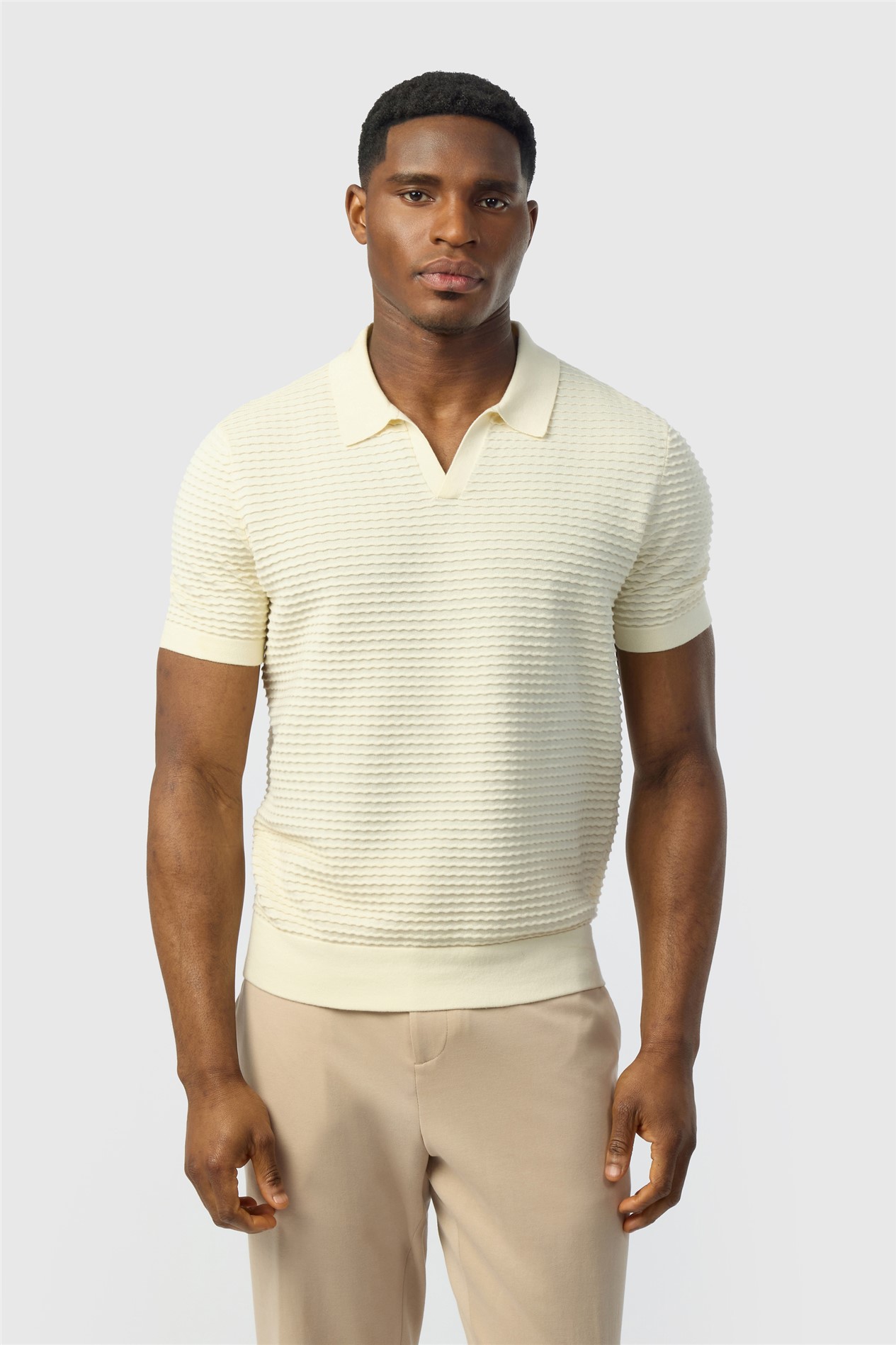 Ted Baker Ivory Short Sleeve Open Neck Polo