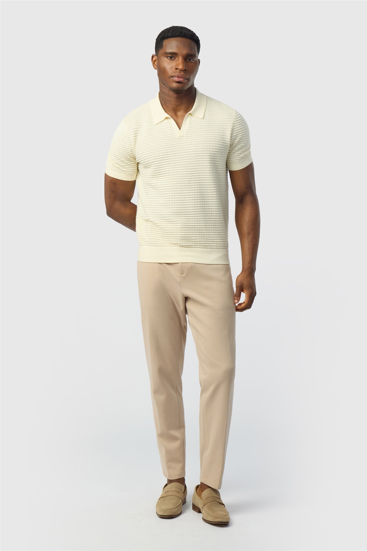 Ted Baker Ivory Short Sleeve Open Neck Polo