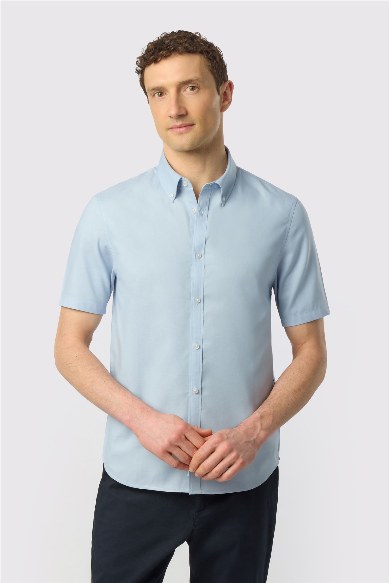Ted Baker Pale Blue Oxford Short Sleeve Shirt