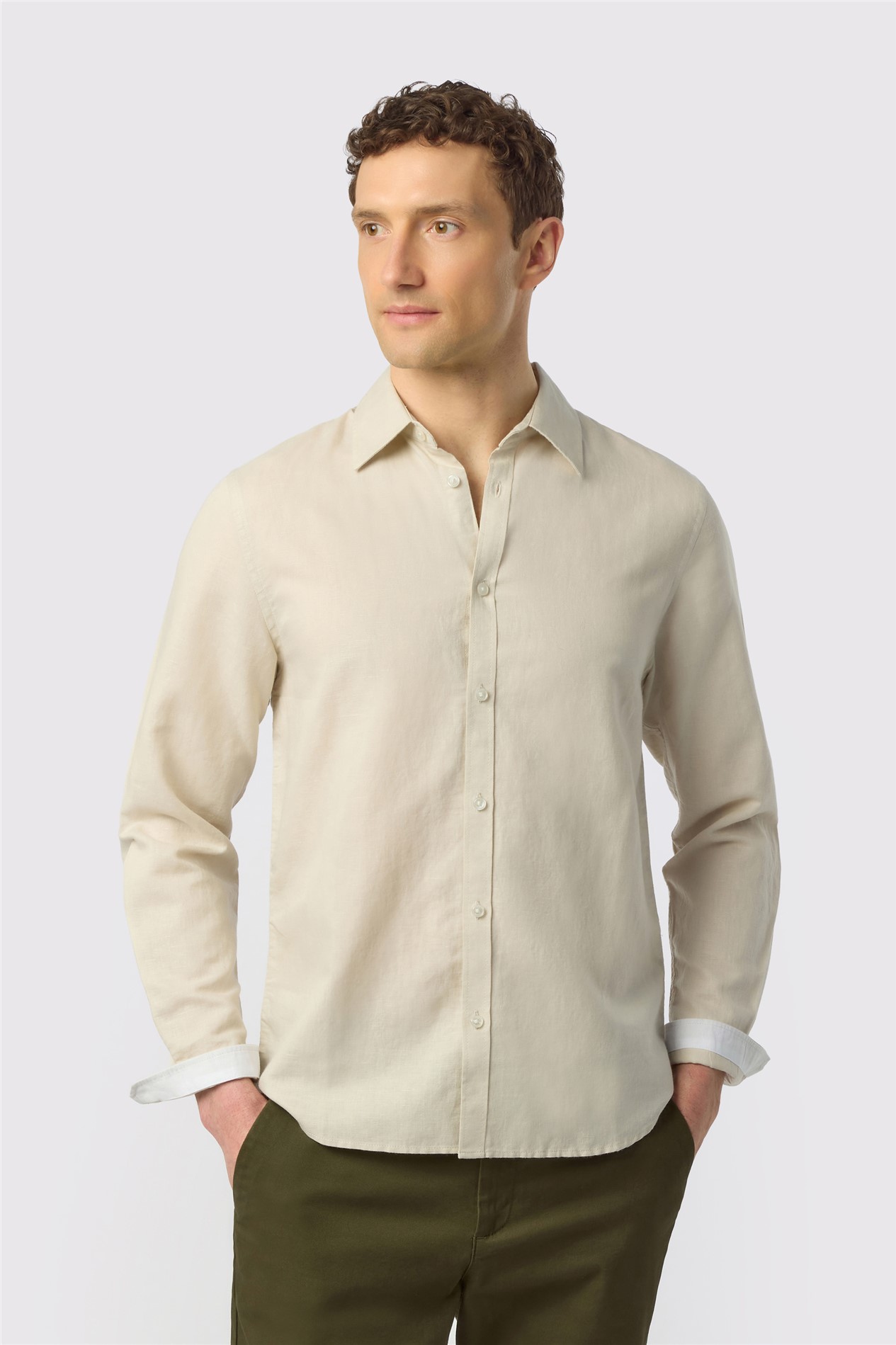Ted Baker Stone Linen Blend Shirt