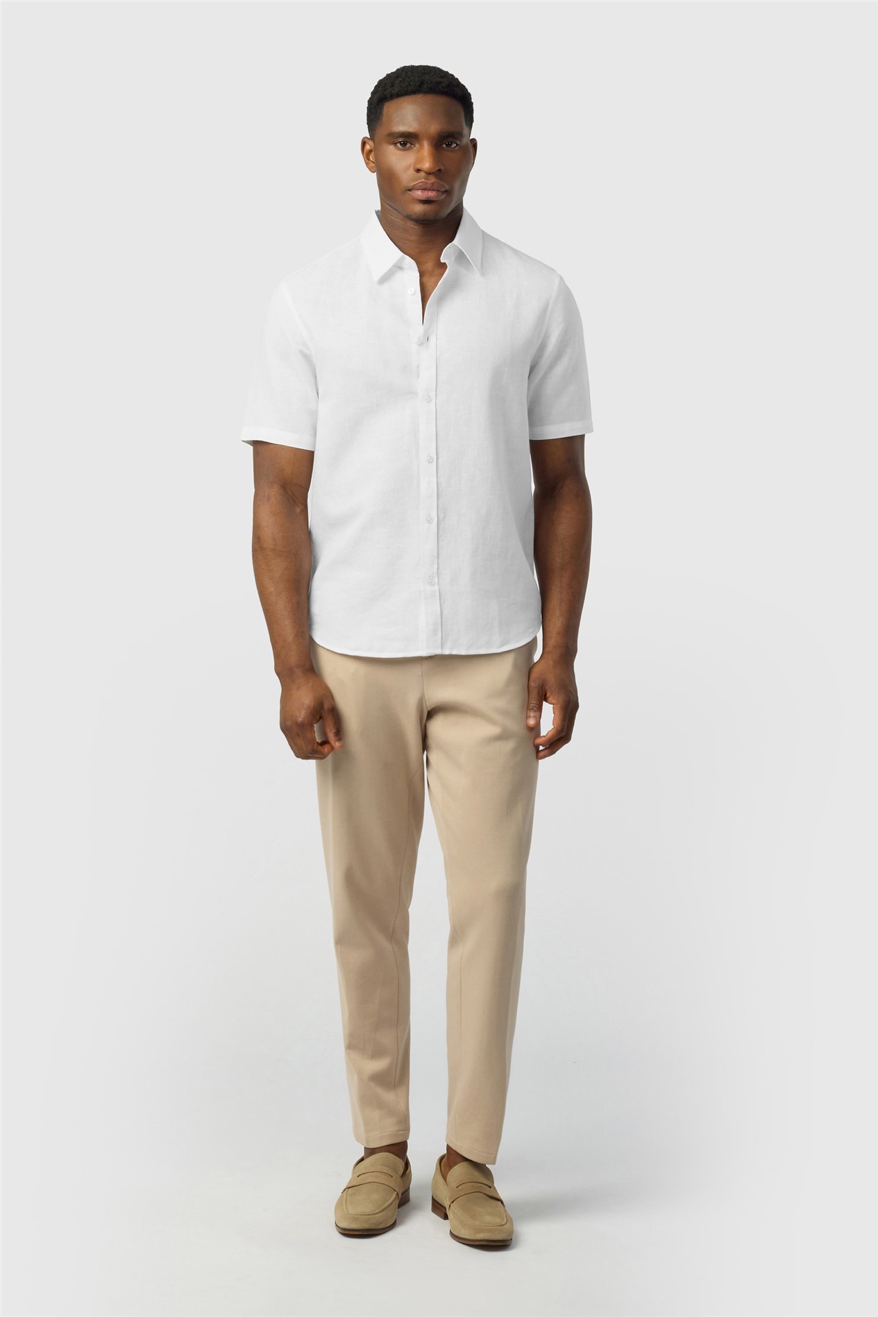 Ted Baker White Linen Blend Short Sleeve Shirt