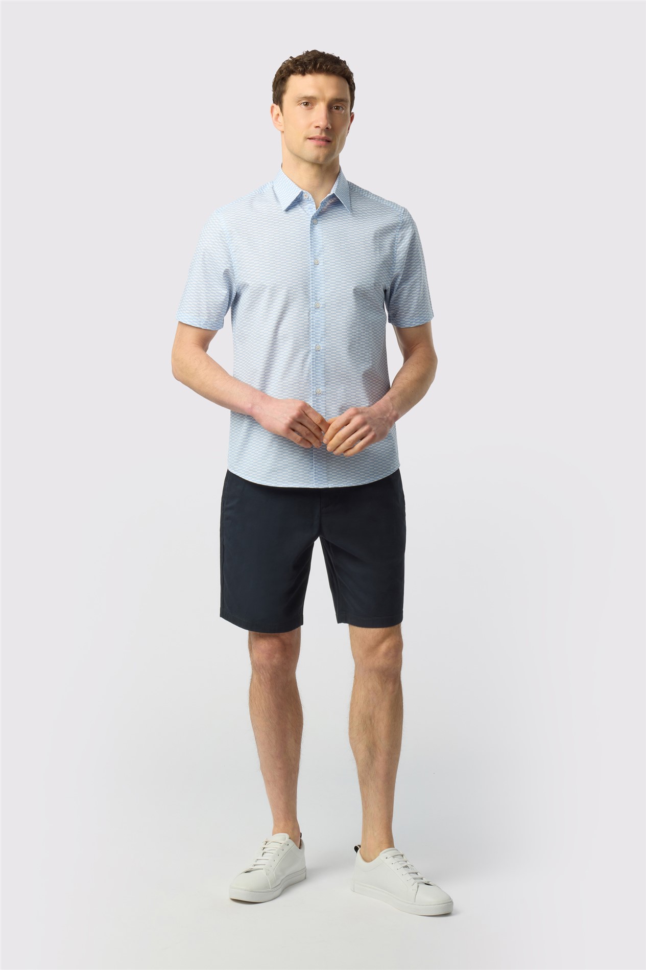Ted Baker Light Blue Short Sleeve Geo Print Shirt