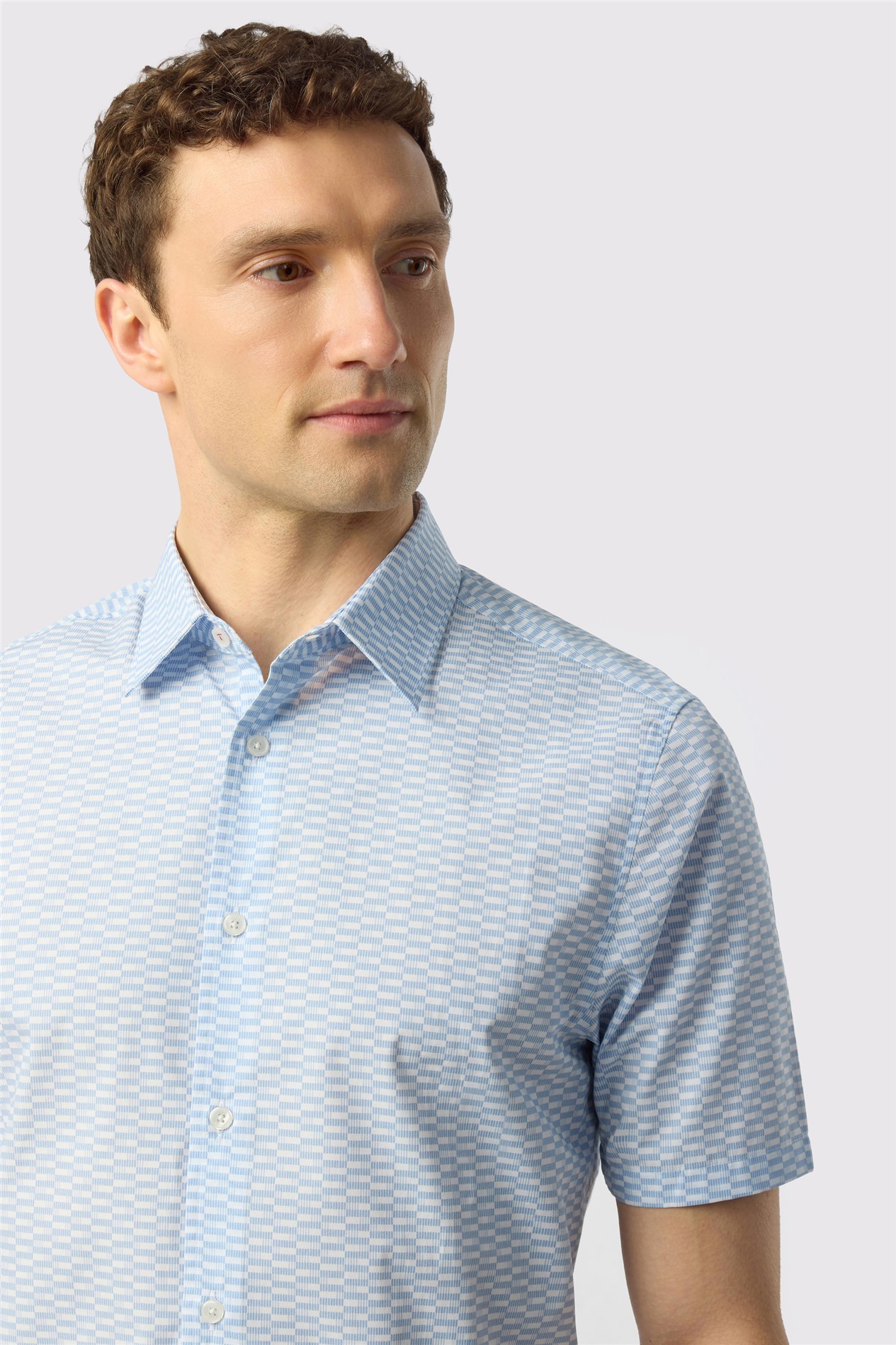 Ted Baker Light Blue Short Sleeve Geo Print Shirt