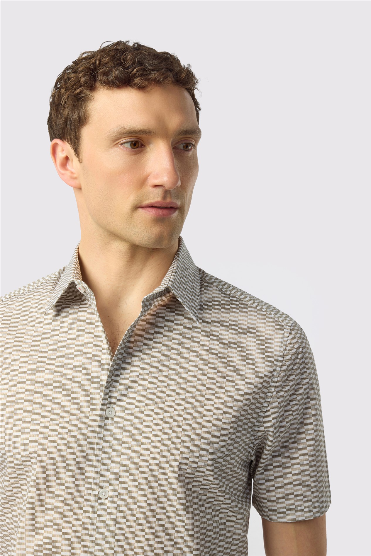 Ted Baker Olive Short Sleeve Geo Print Shirt