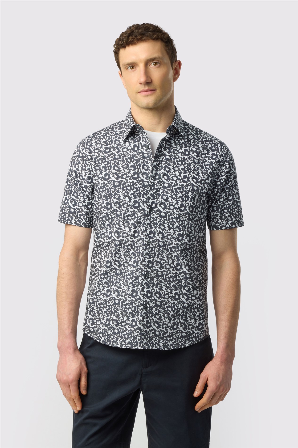 Ted Baker Navy Floral Outline Shirt