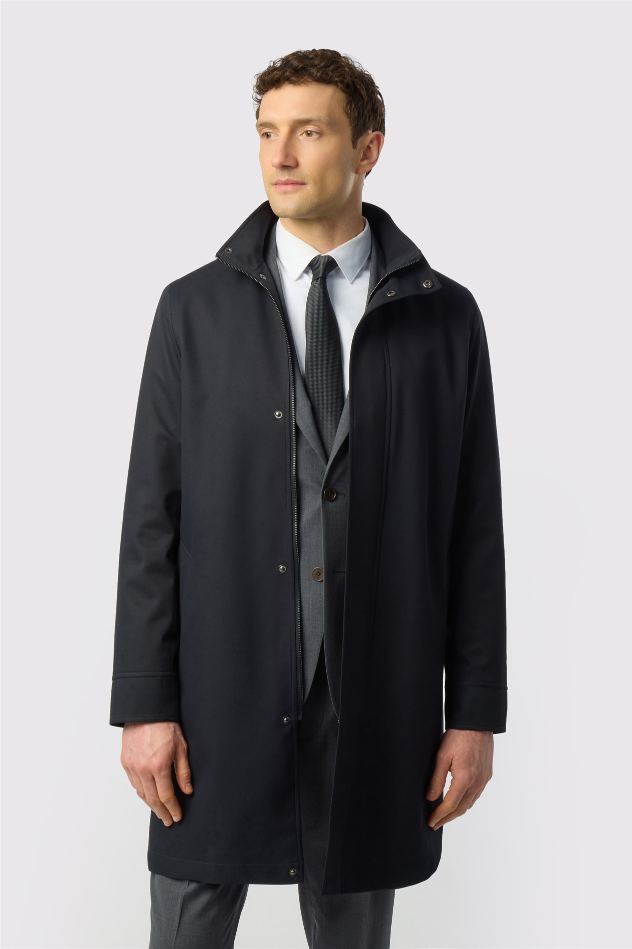Ted Baker Navy Funnel Neck Coat