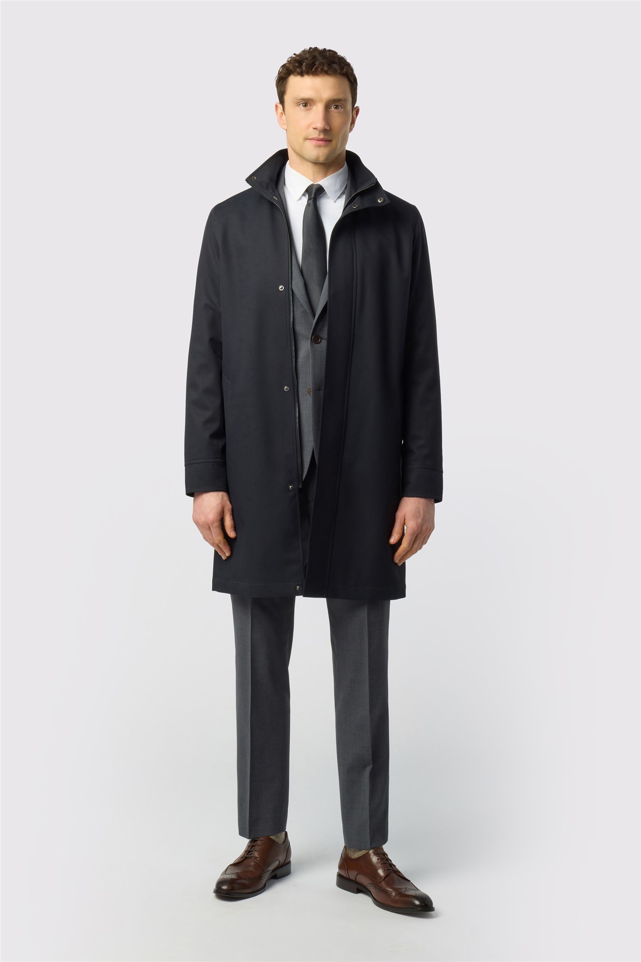 Ted Baker Navy Funnel Neck Coat