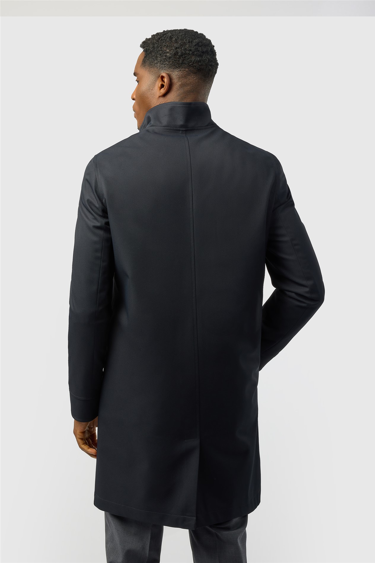 Ted Baker Navy Funnel Neck Coat