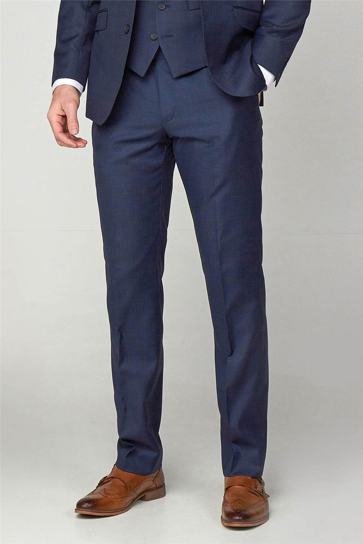 Scott by The Label Regular Fit Ink Blue Sharkskin Trousers