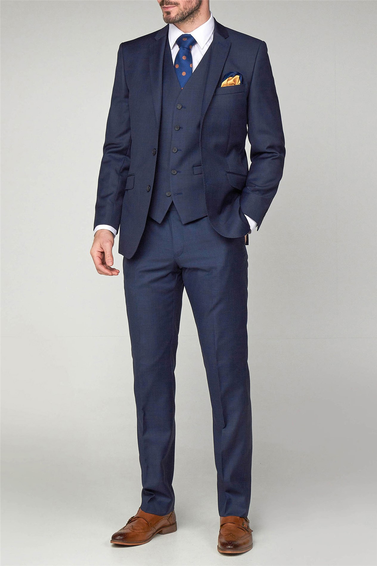 Scott by The Label Regular Fit Ink Blue Sharkskin Trousers