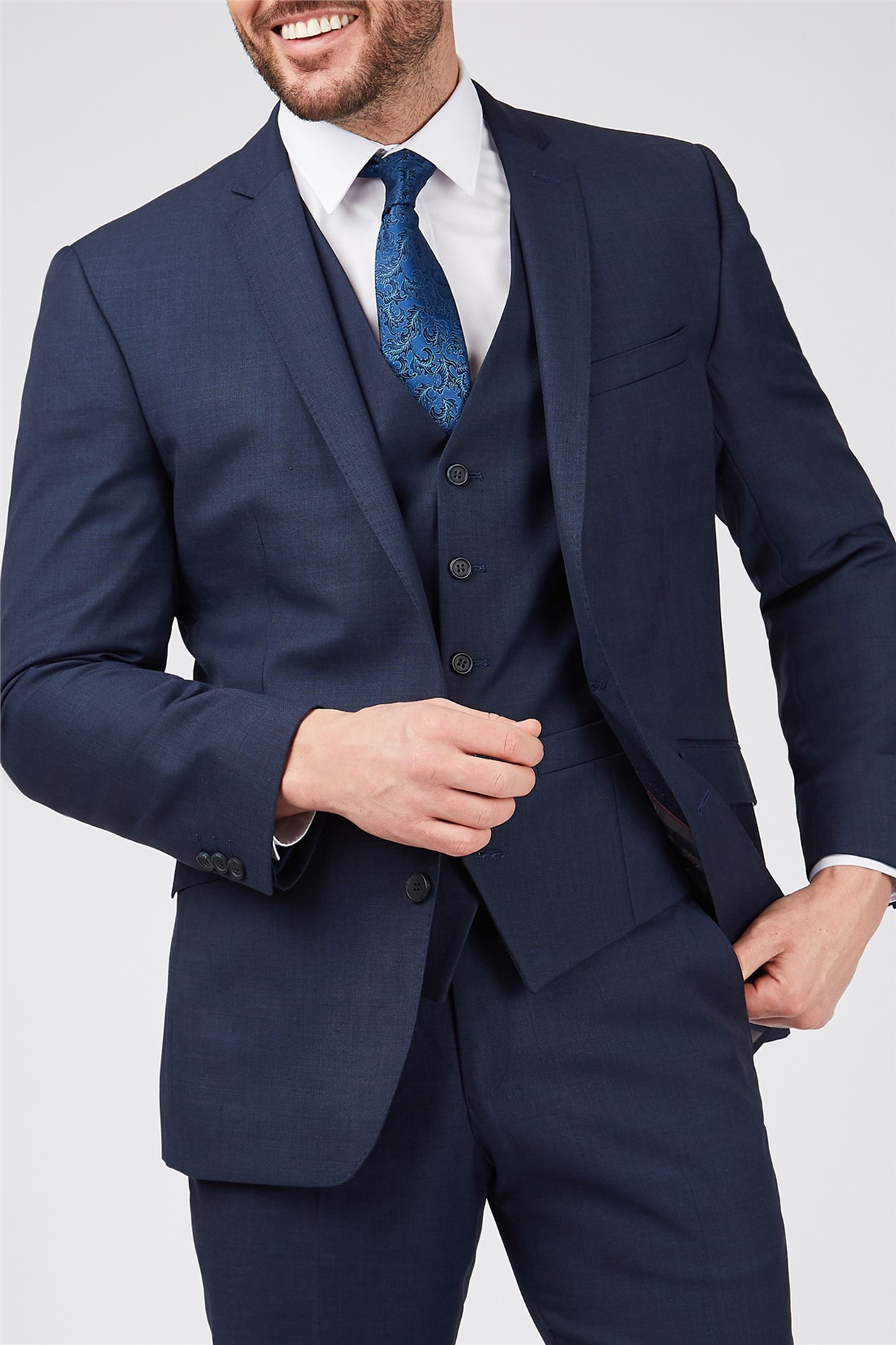 Scott by The Label Slim Fit Ink Blue Sharkskin Suit Jacket