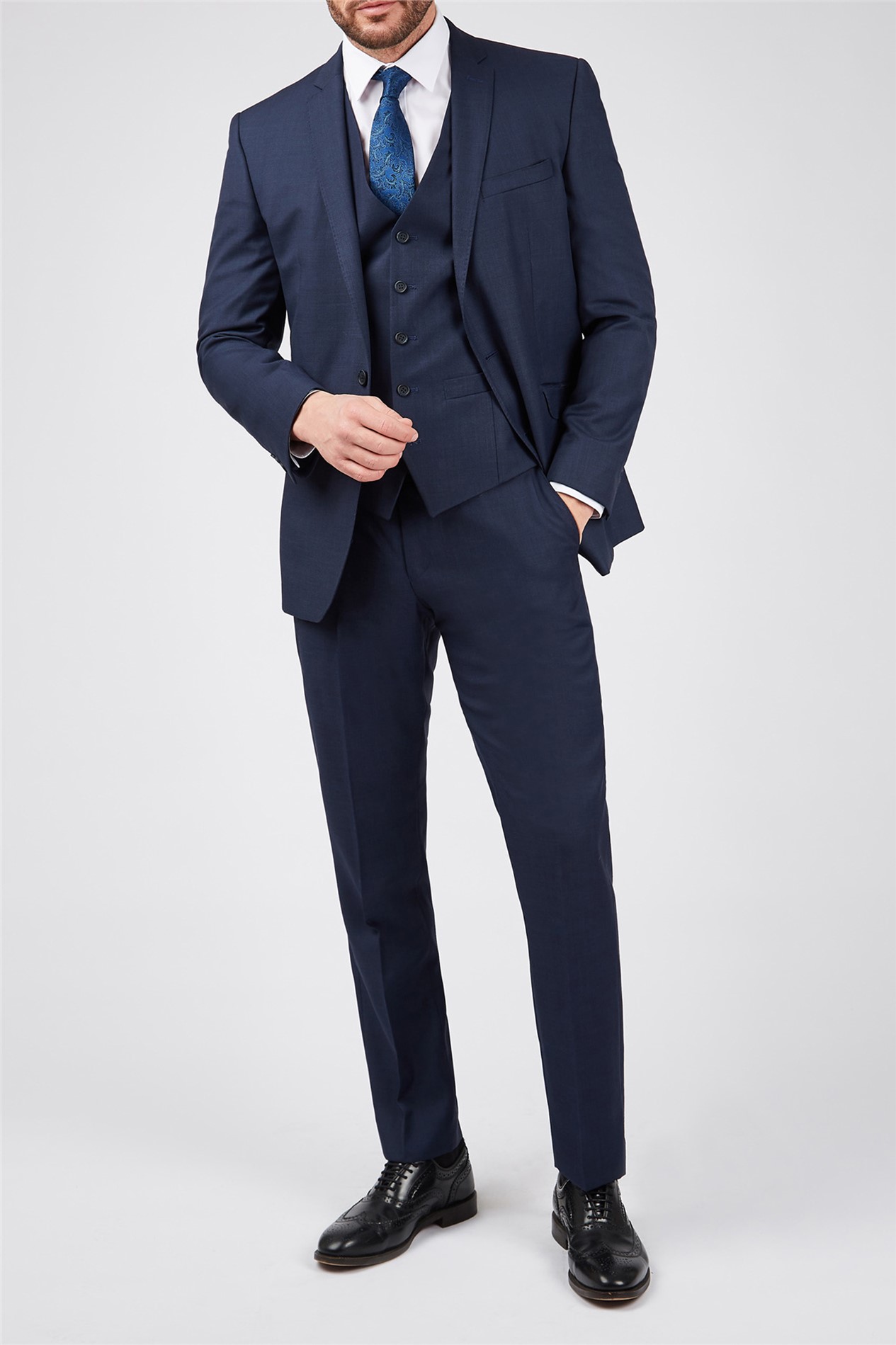 Scott by The Label Slim Fit Ink Blue Sharkskin Suit Jacket