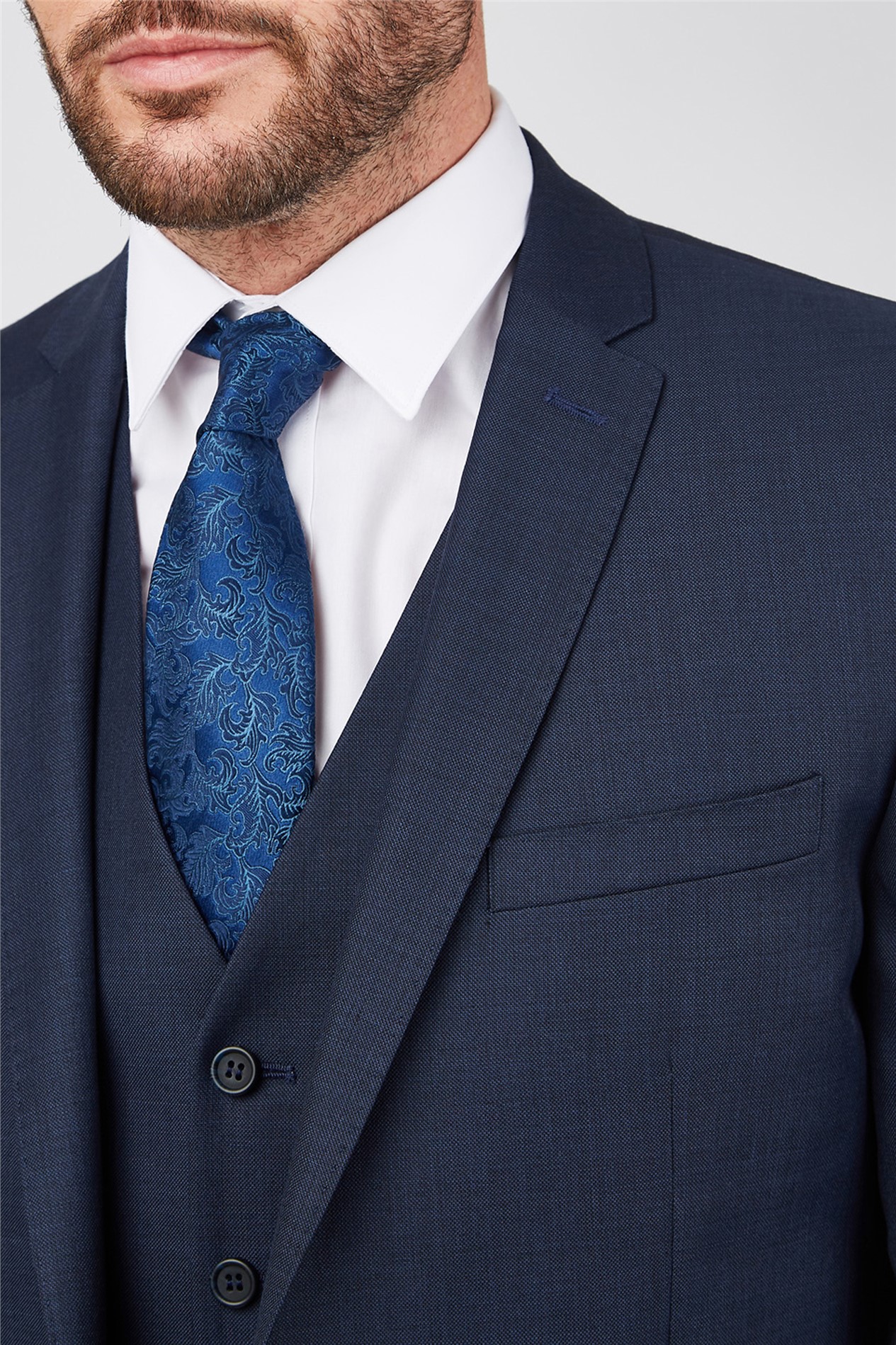 Scott by The Label Slim Fit Ink Blue Sharkskin Suit Jacket