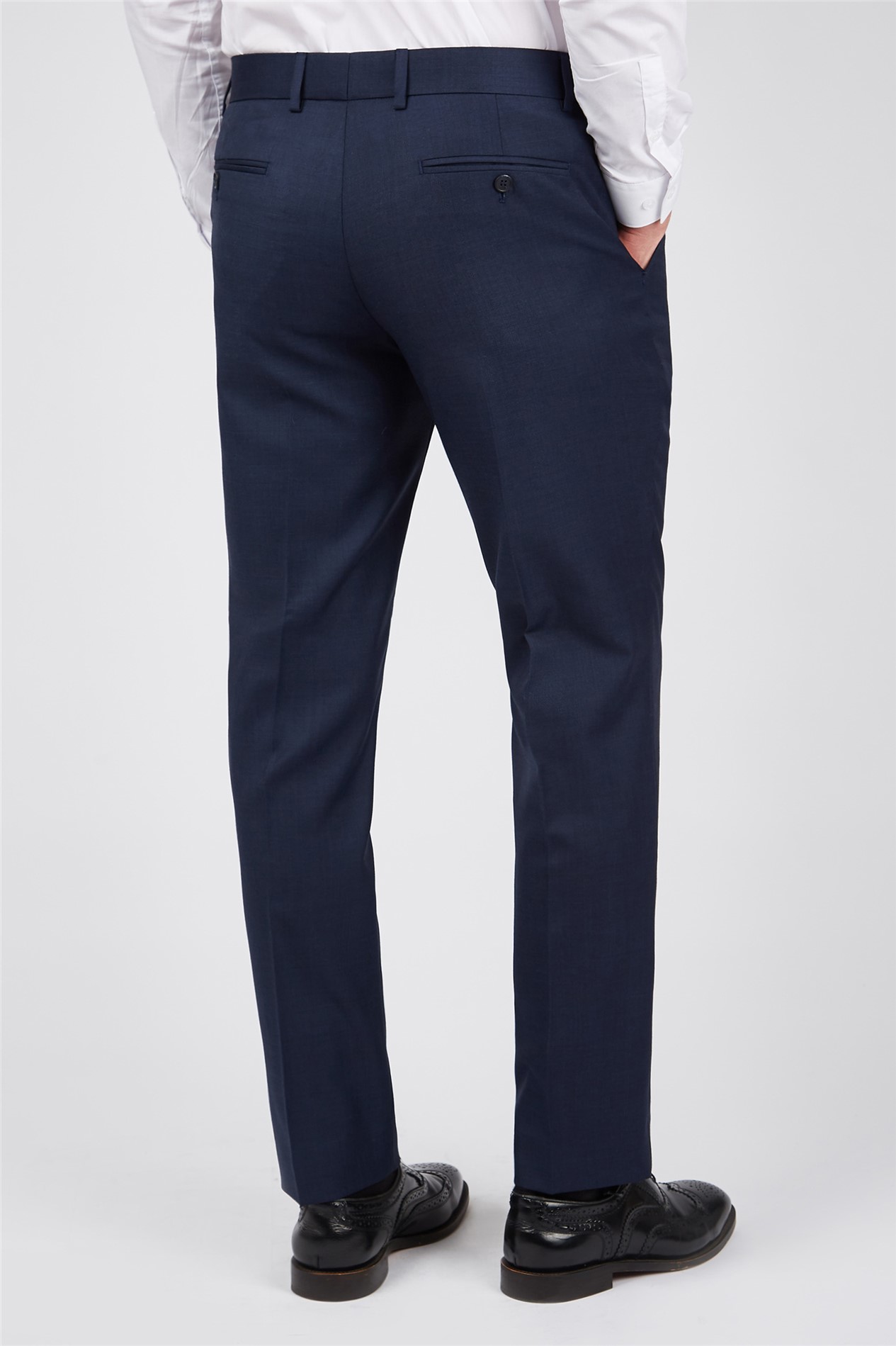 Scott by The Label Tailored Fit Ink Blue Sharkskin Trousers