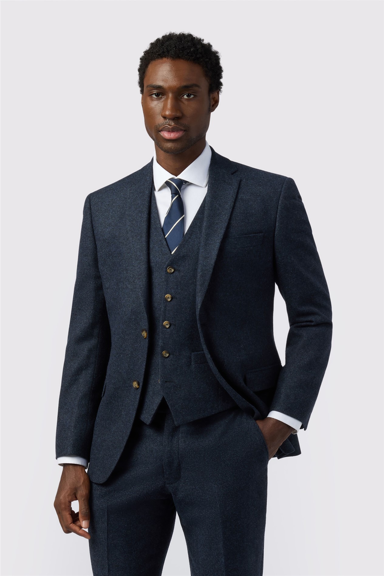 Alexandre Tailored Fit Navy Donegal Jacket