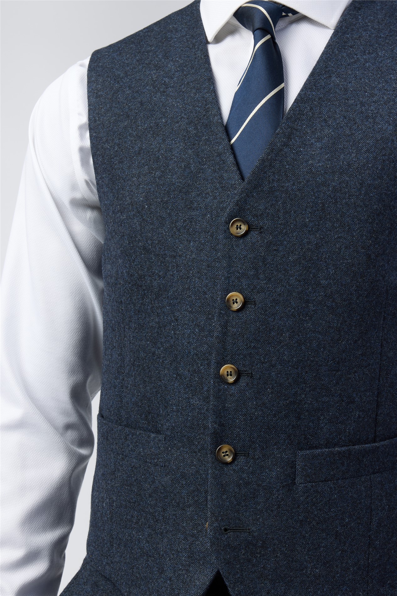 Alexandre Tailored Fit Navy Donegal Waistcoat