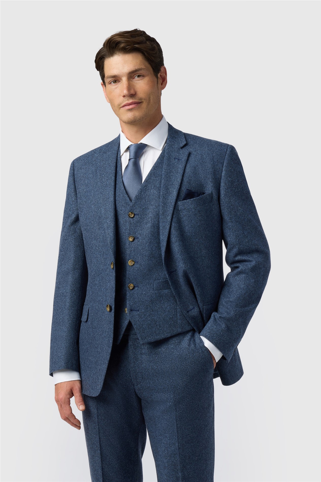Alexandre Tailored Fit Blue Donegal Jacket
