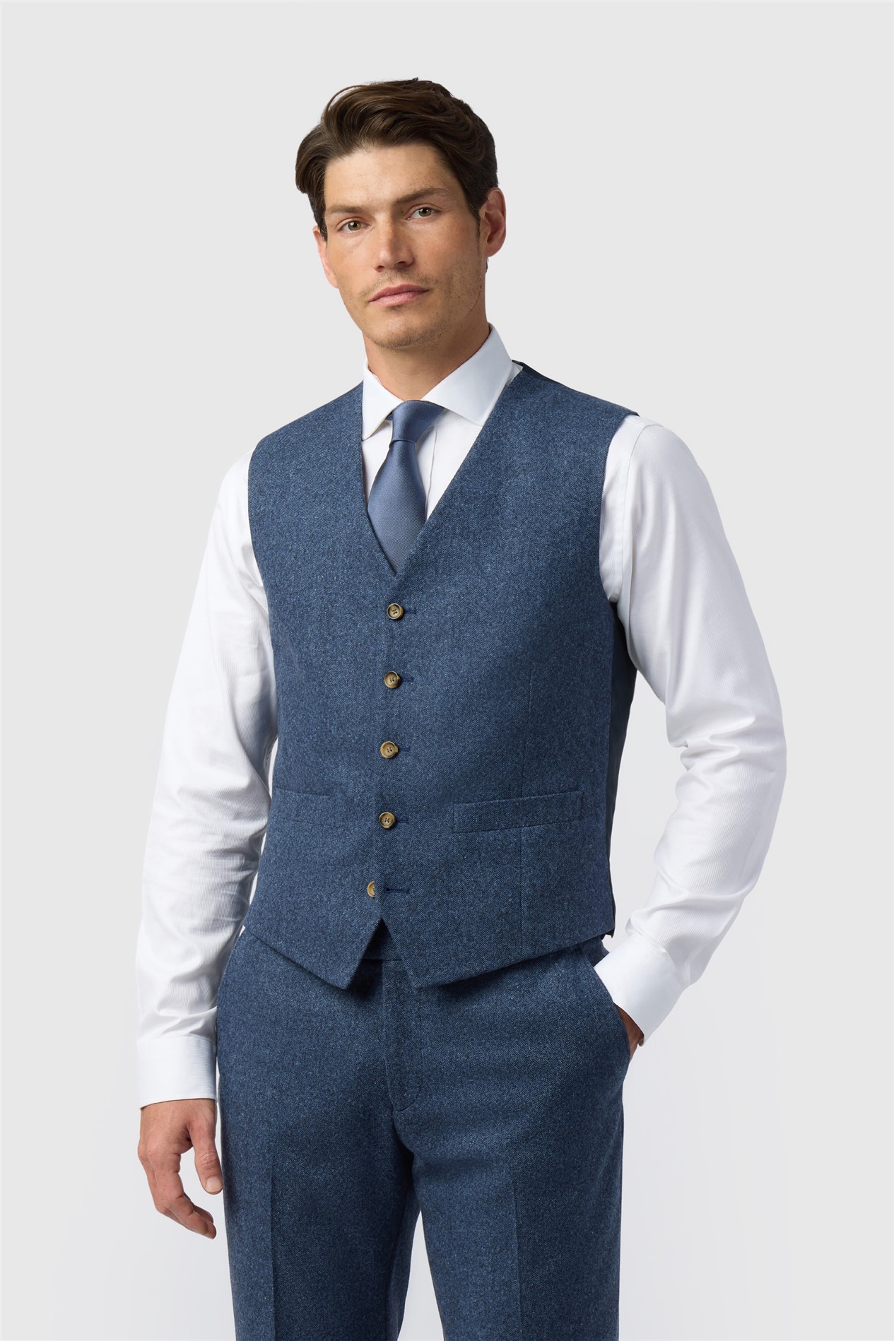 Alexandre Tailored Fit Blue Donegal Waistcoat