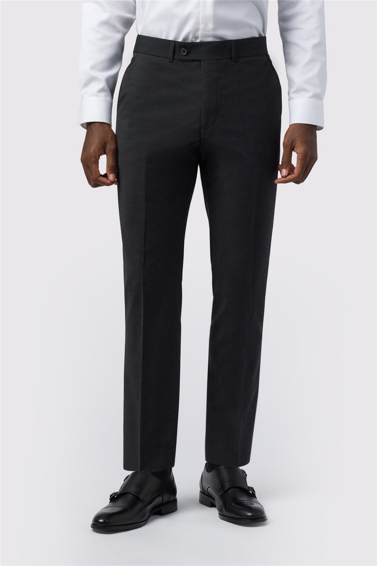 Alexandre Tailored Fit Charcoal Wool Blend Stretch Trousers
