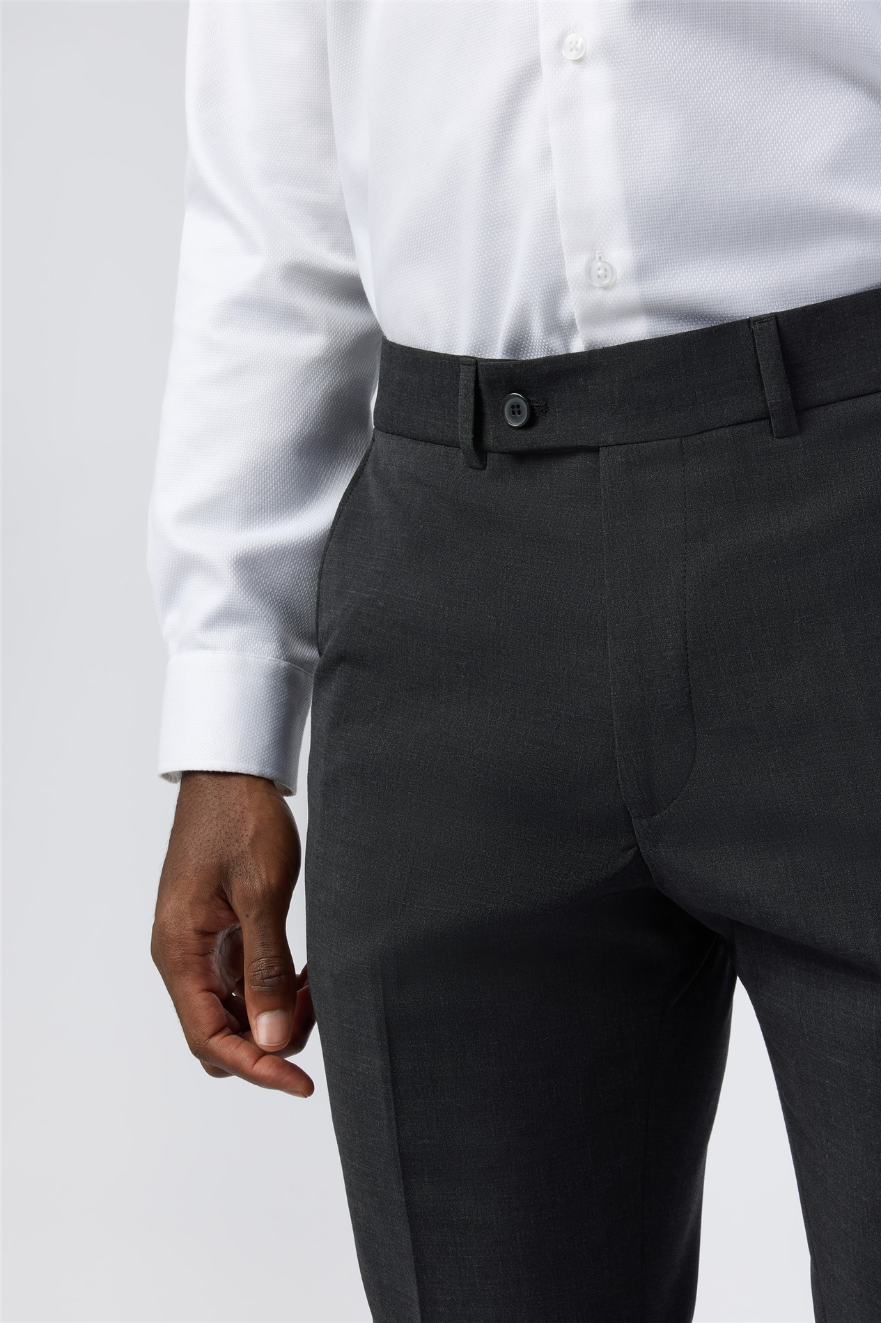Alexandre Tailored Fit Charcoal Wool Blend Stretch Trousers
