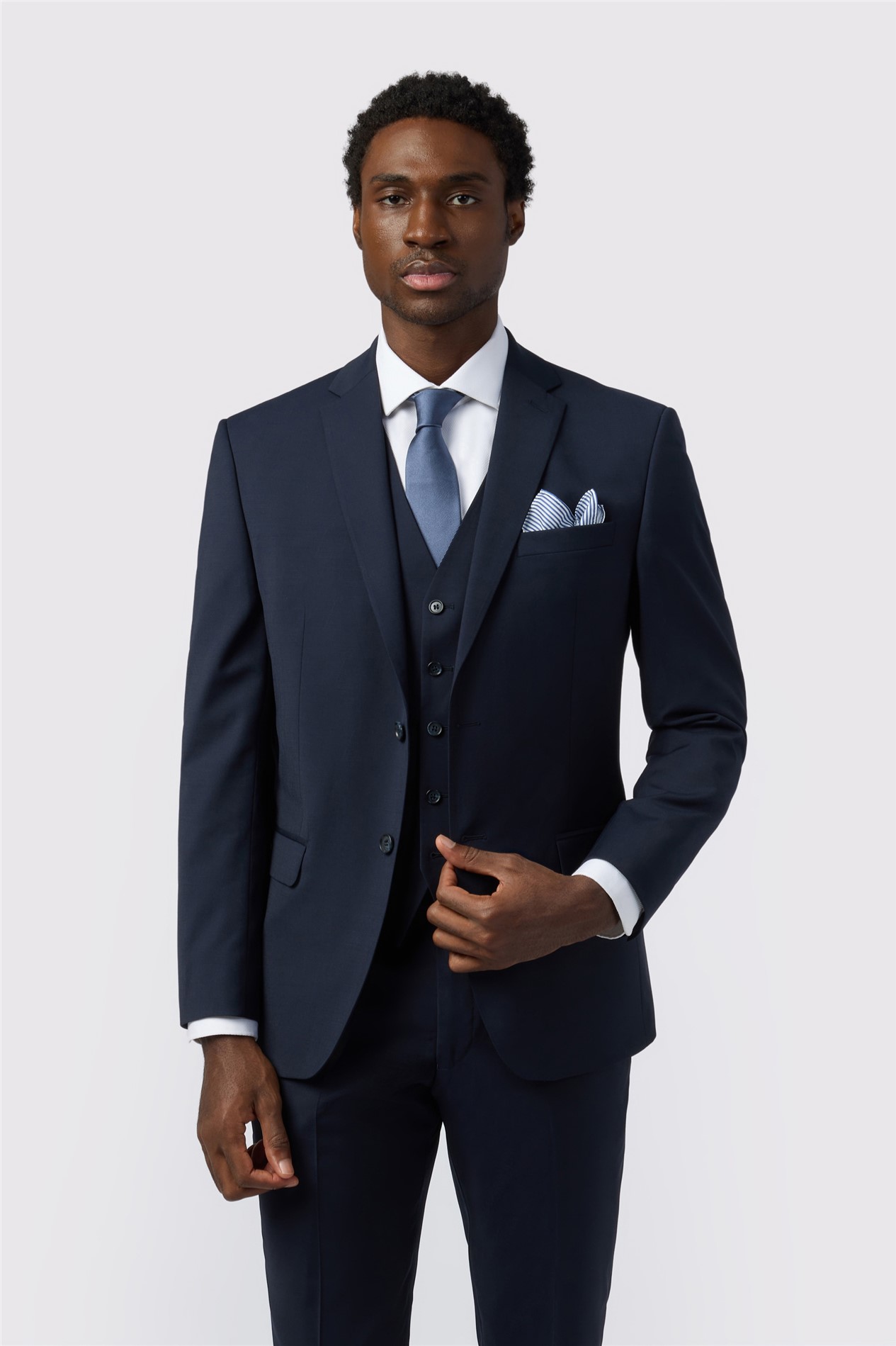 Alexandre Tailored Fit Navy Wool Blend Stretch Jacket
