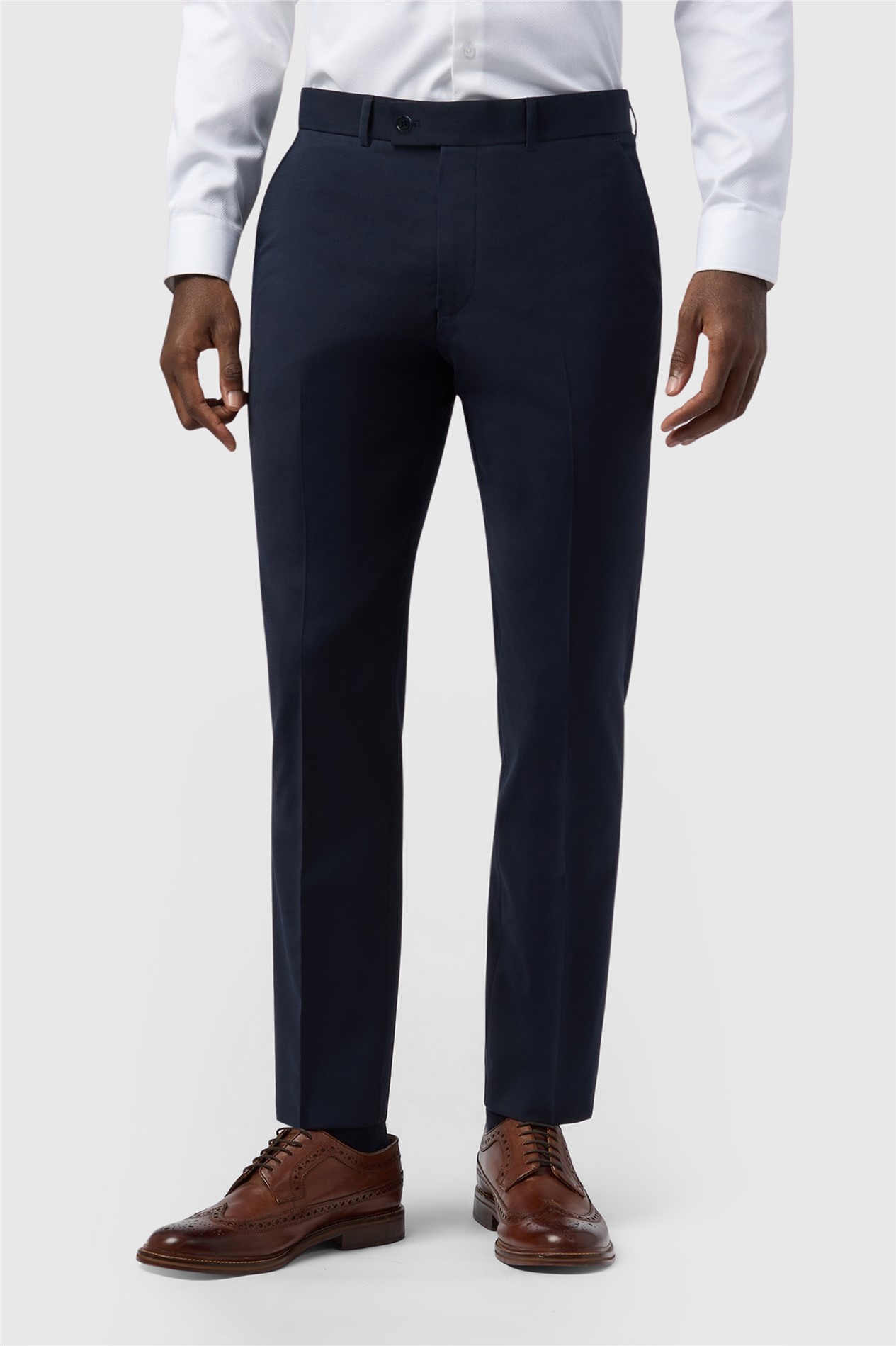 Alexandre Tailored Fit Navy Wool Blend Stretch Trouser

