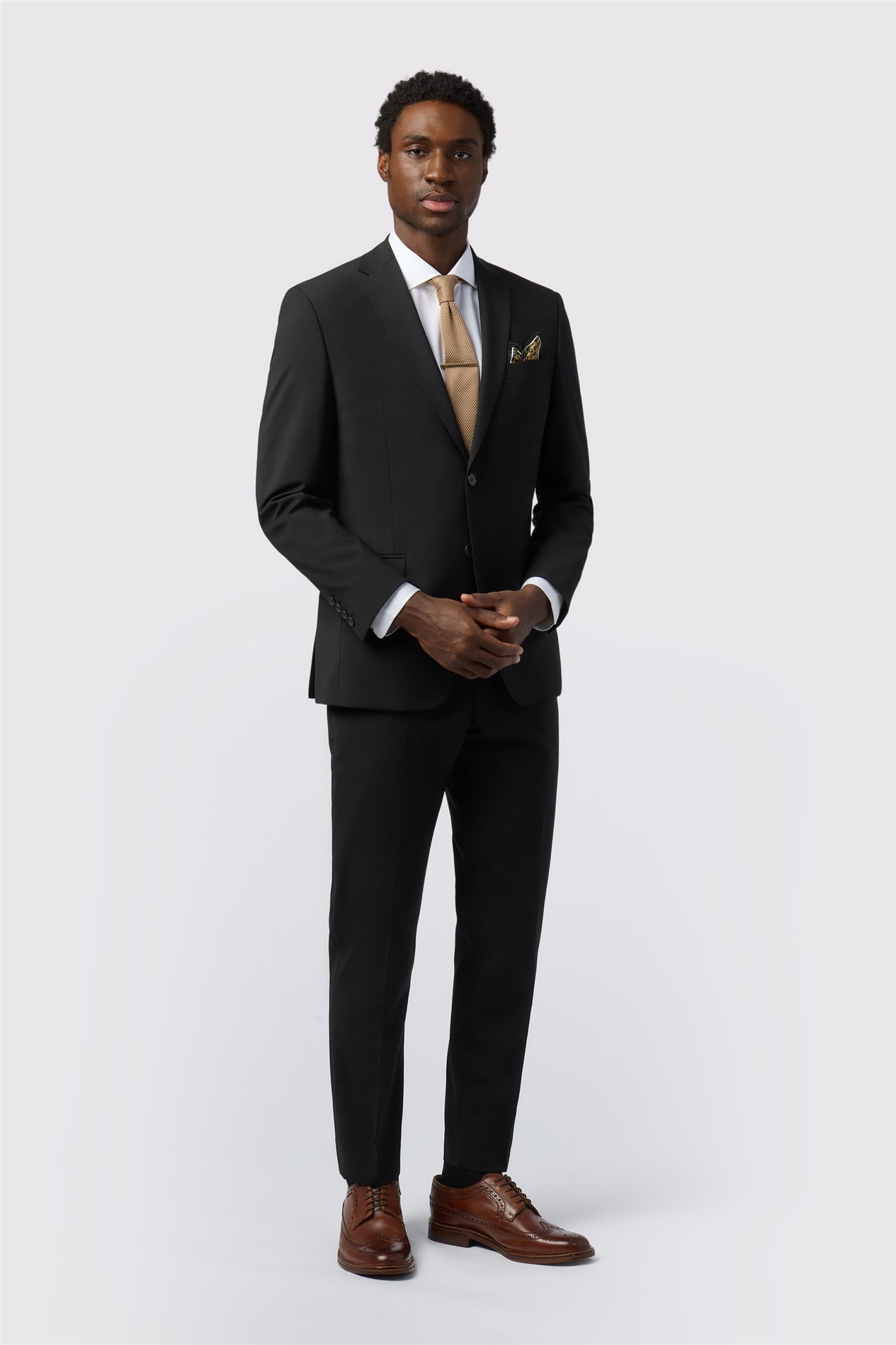 Alexandre Tailored Fit Black Wool Blend Stretch Jacket