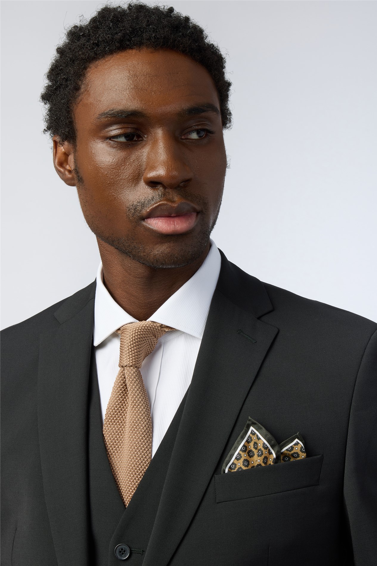 Alexandre Tailored Fit Black Wool Blend Stretch Jacket