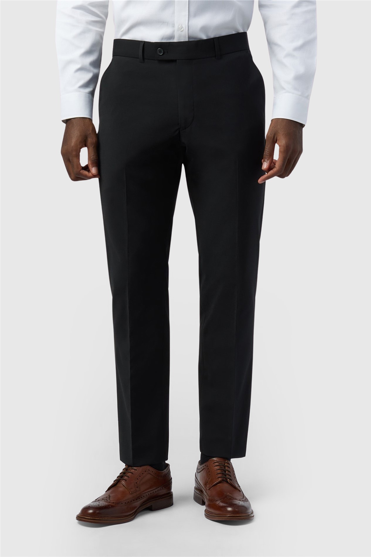 Alexandre Tailored Fit Black Wool Blend Stretch Trouser
