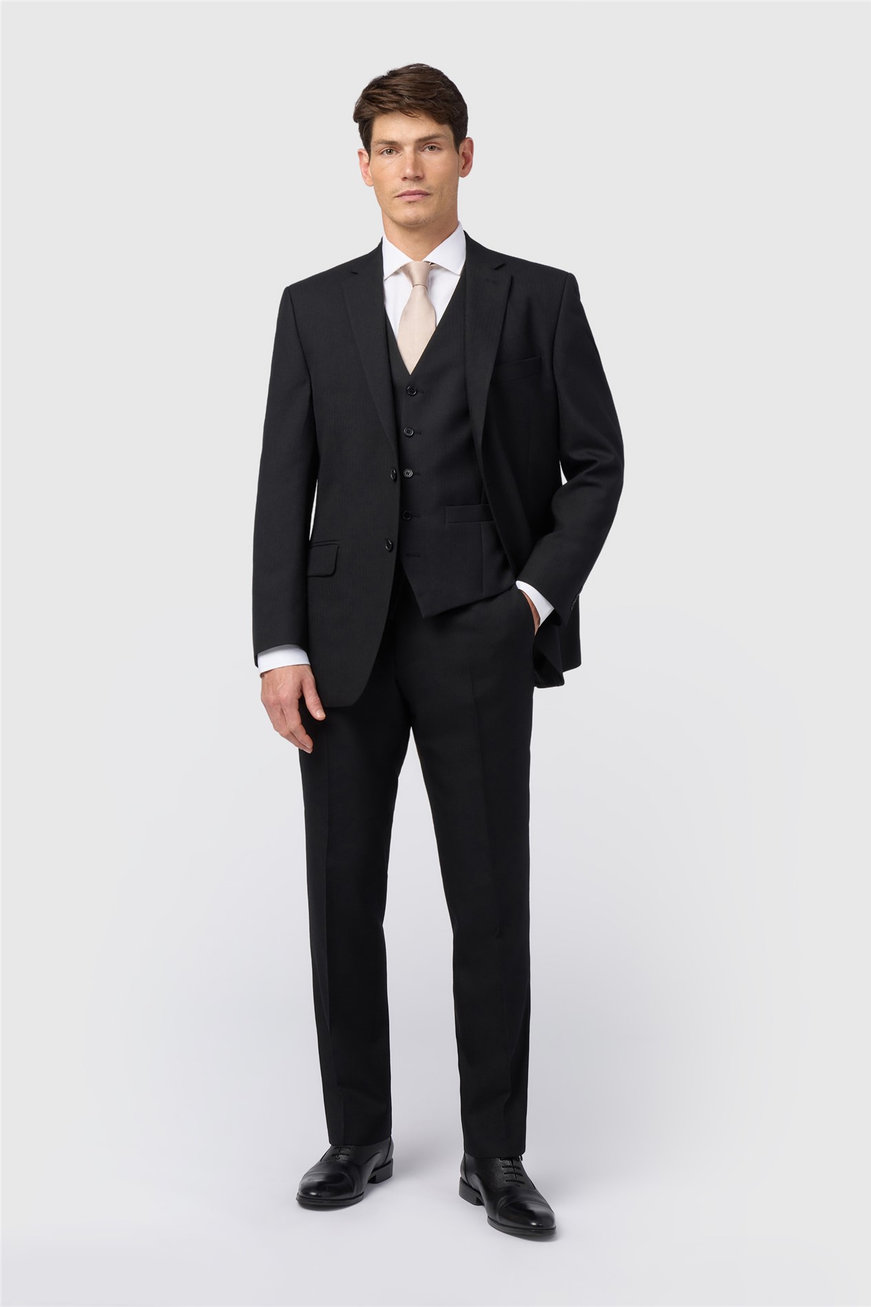 Alexandre Regular Fit Berwick Black Wool Masonic Herringbone Jacket