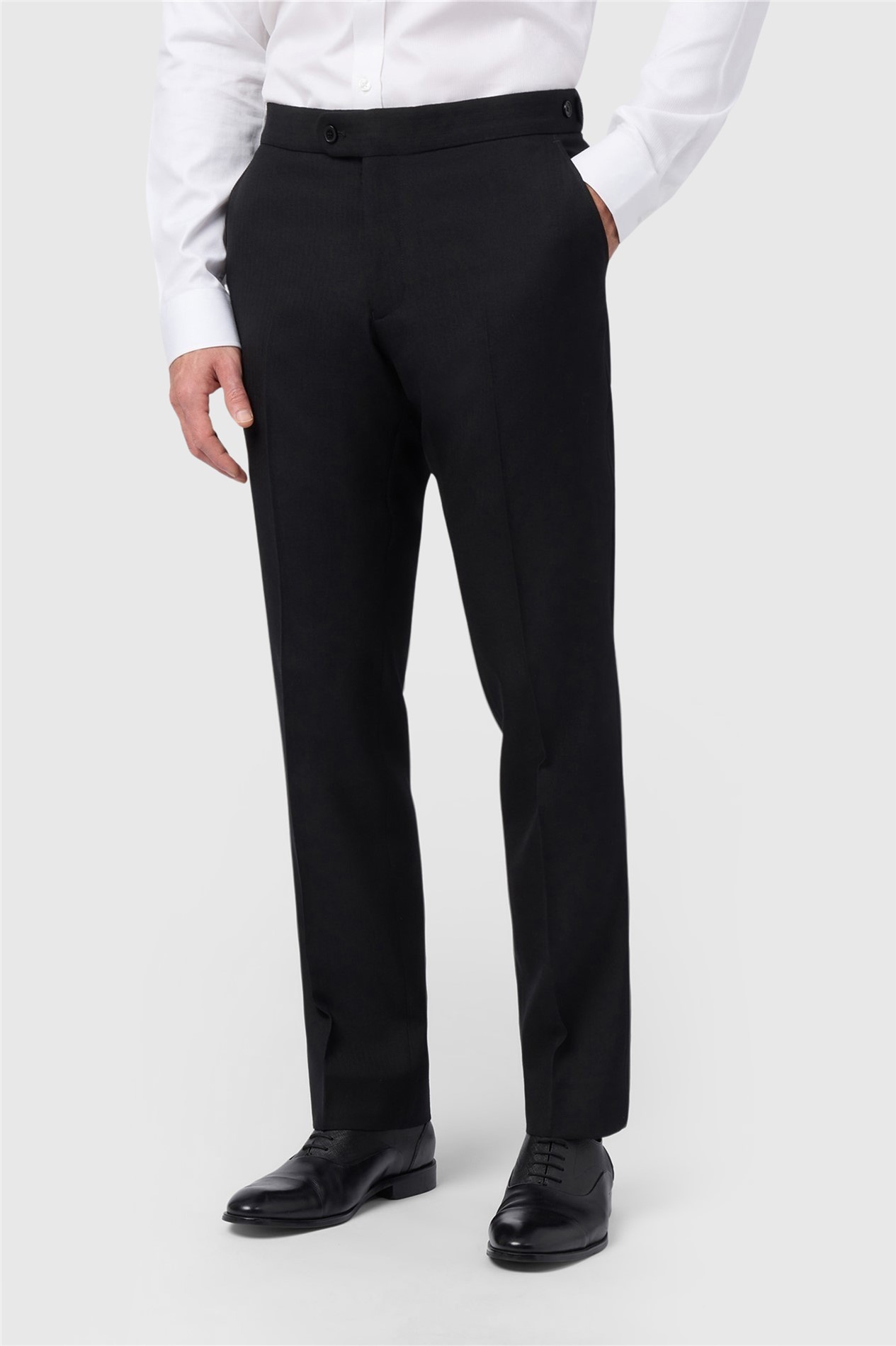 Alexandre Regular Fit Berwick Black Wool Herringbone Trousers