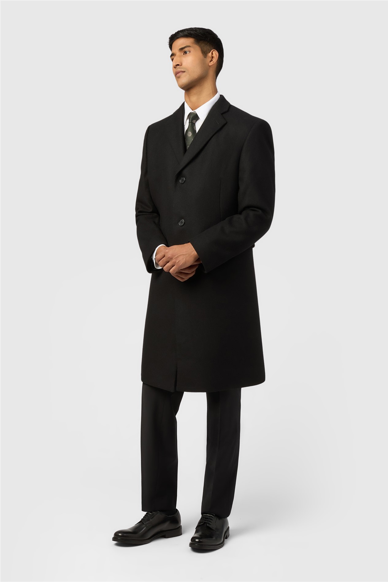Alexandre Black Loxford Single Breasted Wool Rich Overcoat
