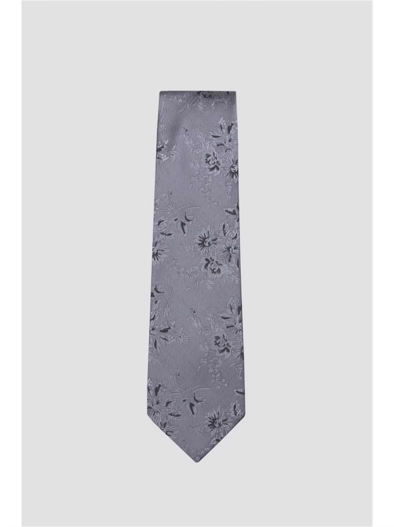  Grey Jacquard Floral Tie