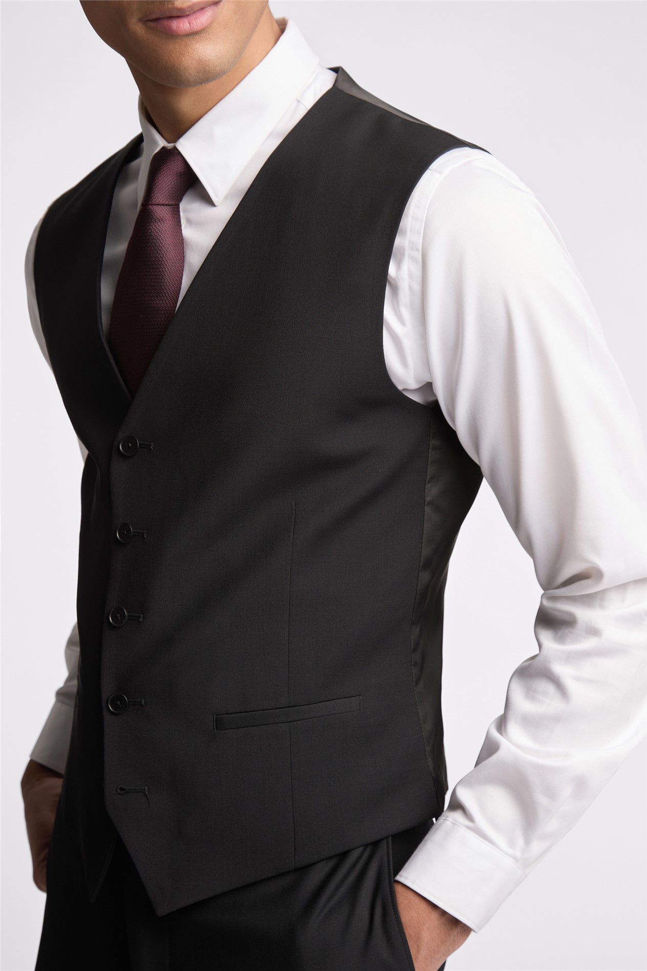 Ted Baker Slim Fit Black Panama Waistcoat